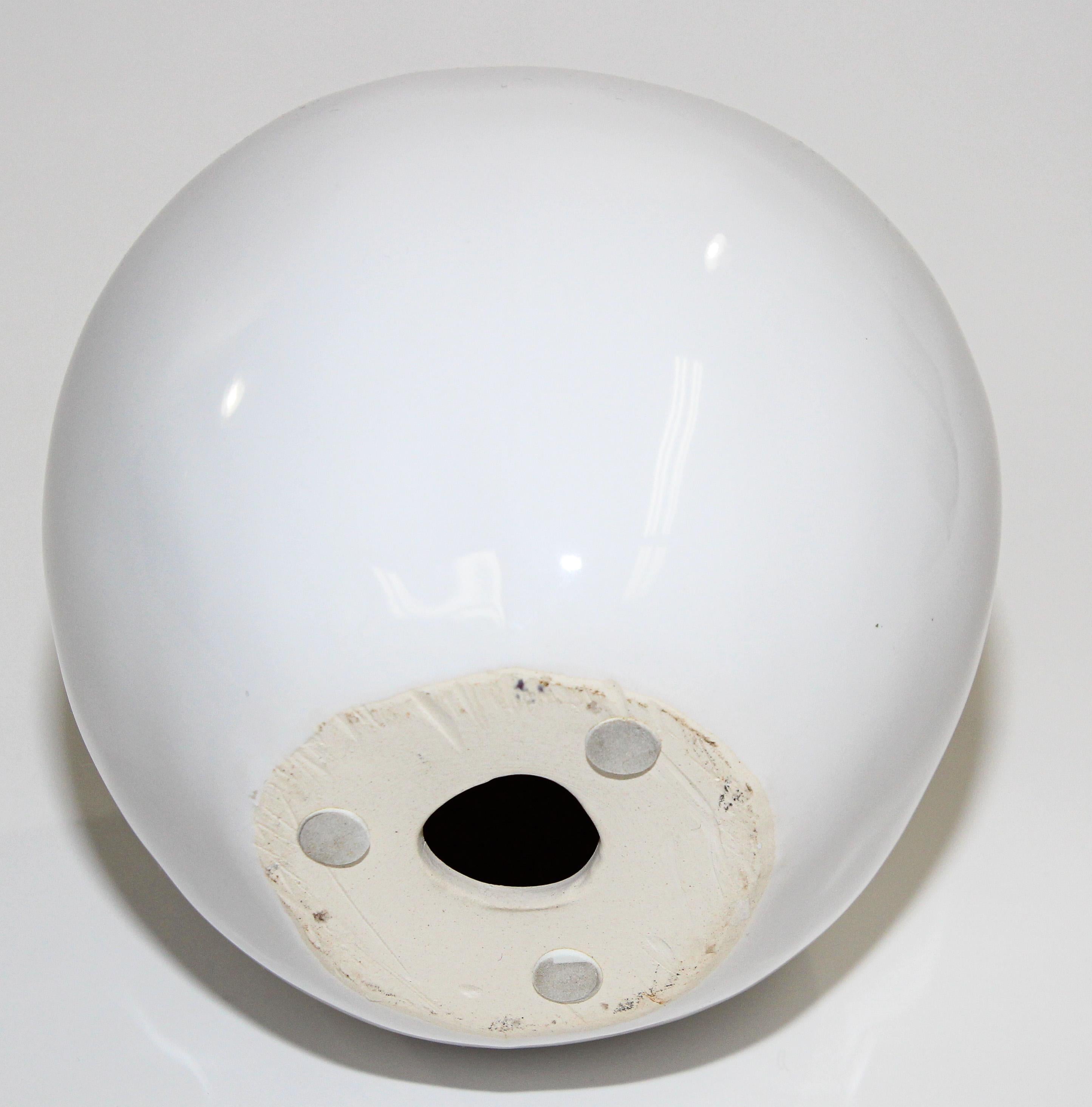 Organic Modern White Porcelain Minimalist Apple Sculpture In Good Condition For Sale In North Hollywood, CA