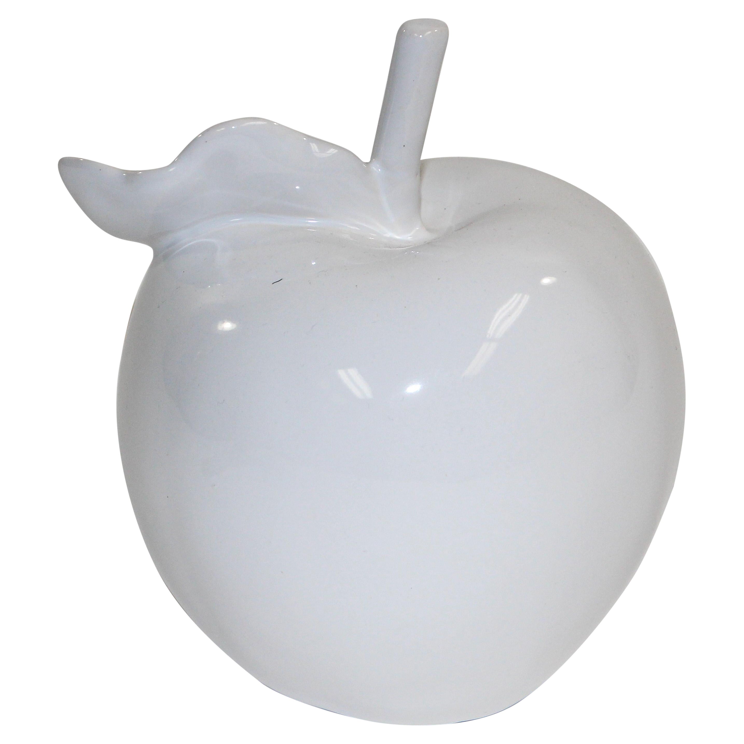 Organic Modern White Porcelain Minimalist Apple Sculpture