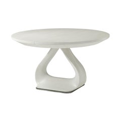 Organic Modern White Round Extending Dining Table