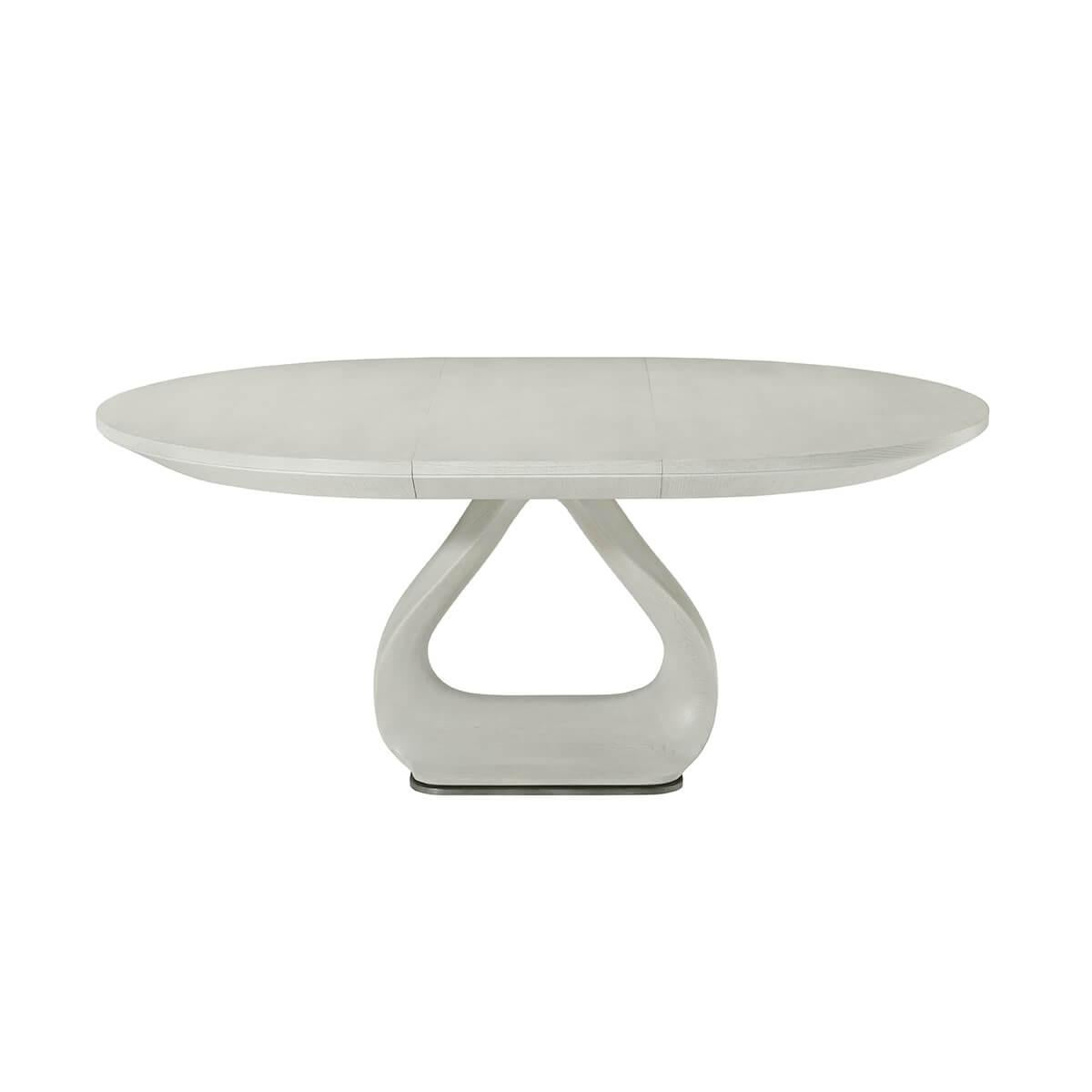 Organic Modern White Round Extending Dining Table In New Condition For Sale In Westwood, NJ