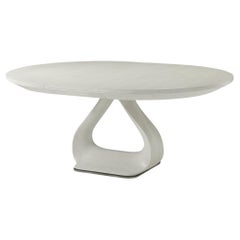 Organic Modern White Round Extending Dining Table