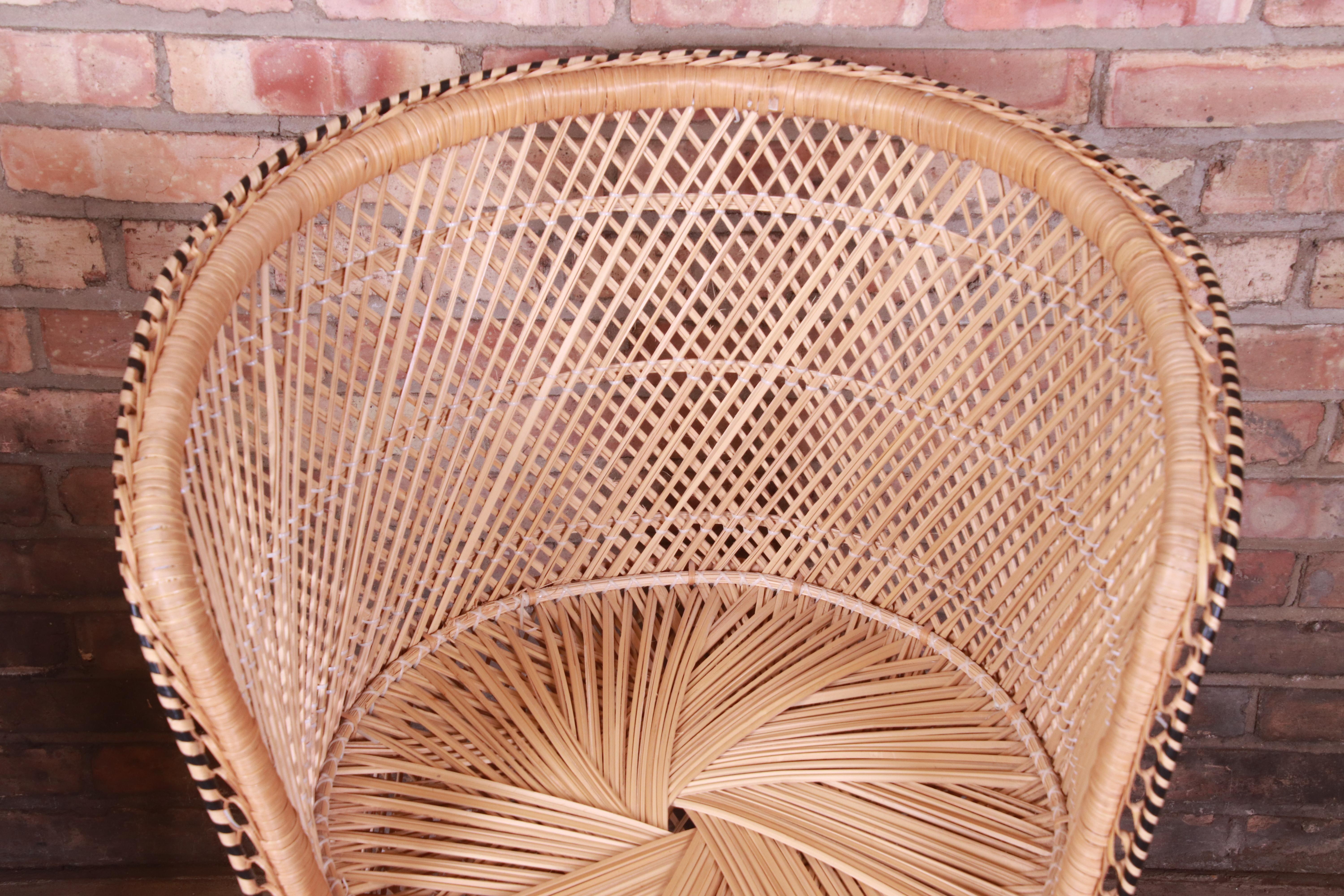 Pair of Organic Modern Wicker and Rattan Club Chairs 6