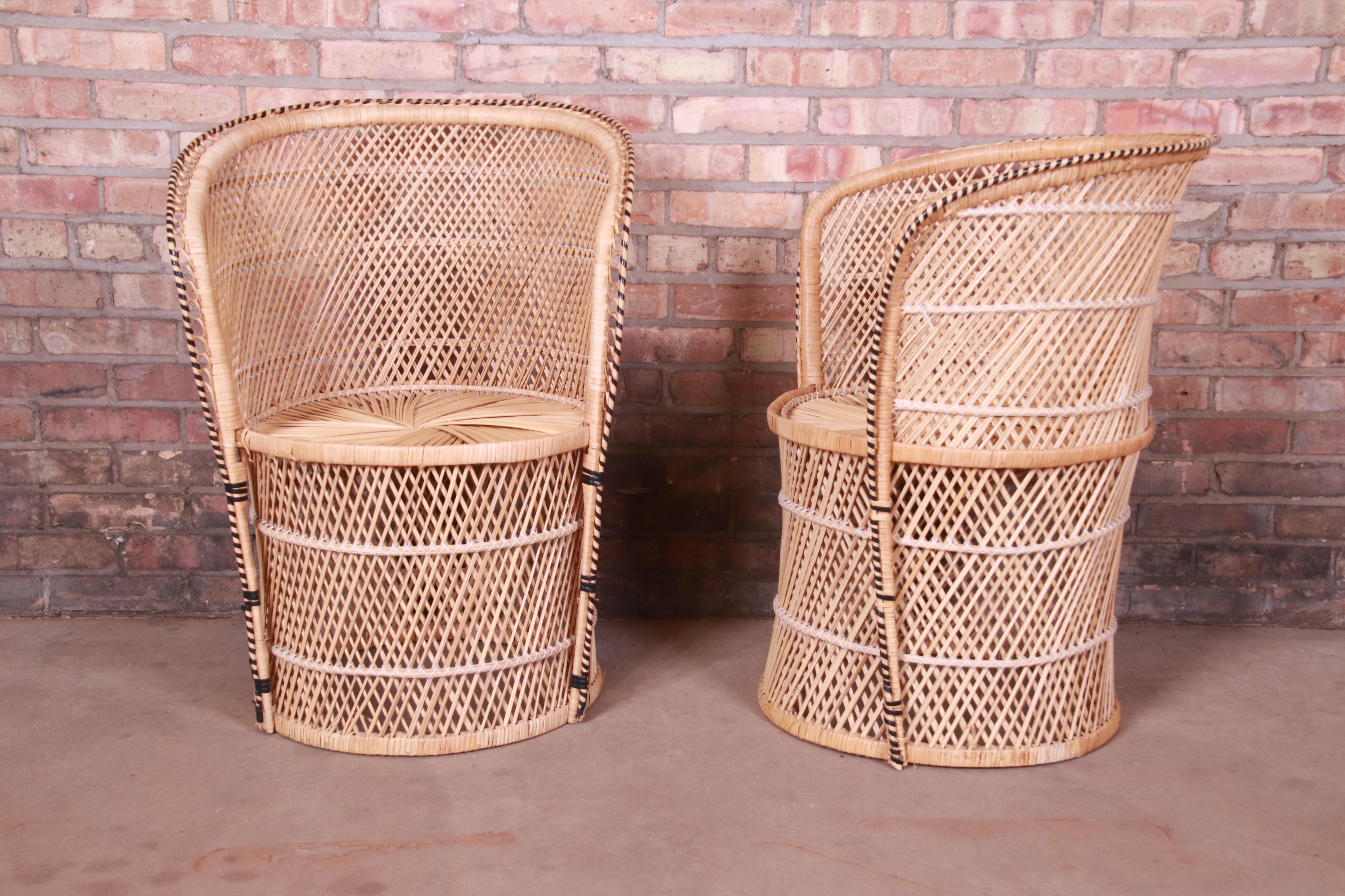 Pair of Organic Modern Wicker and Rattan Club Chairs 2