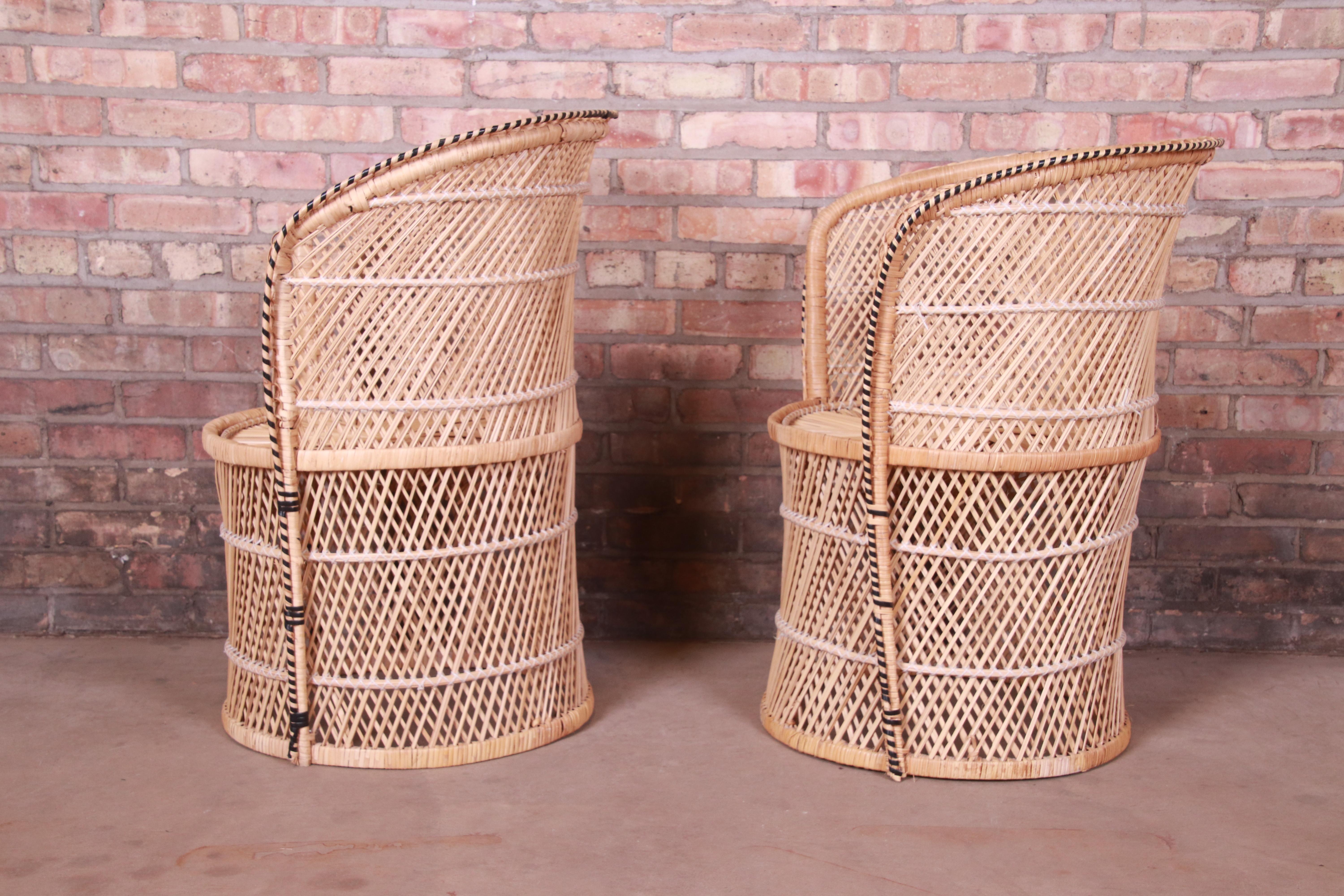 Pair of Organic Modern Wicker and Rattan Club Chairs 3
