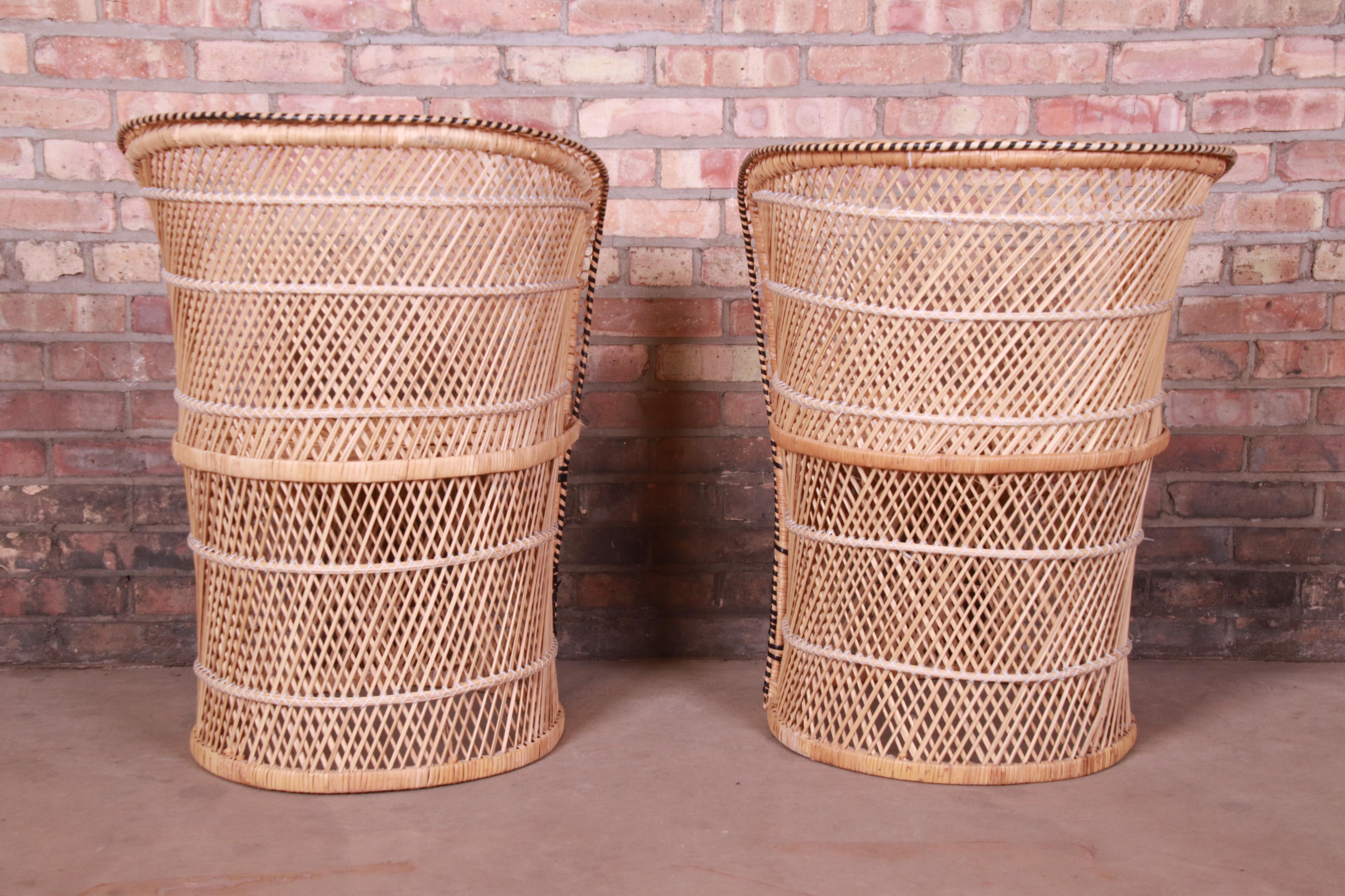 Pair of Organic Modern Wicker and Rattan Club Chairs 4
