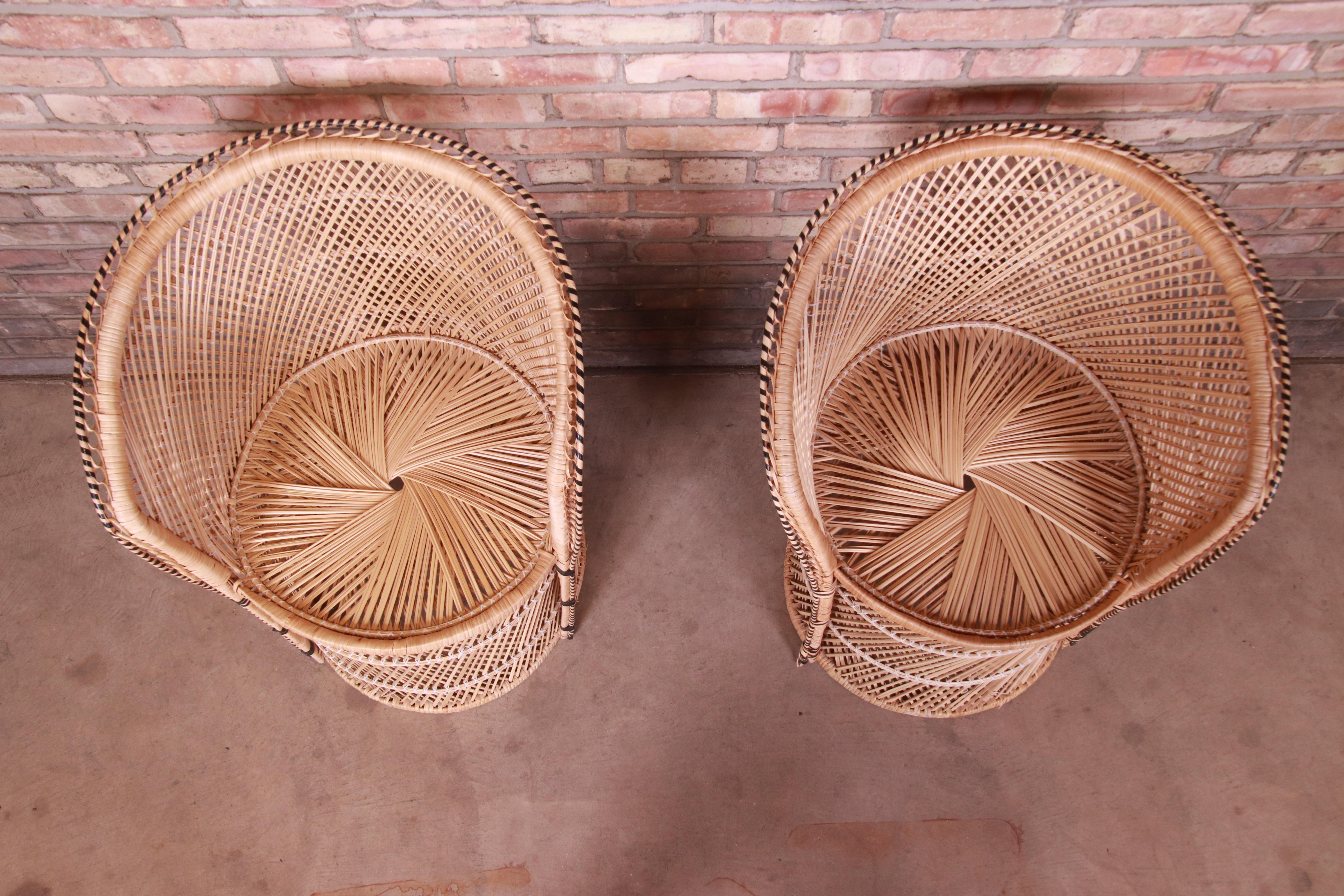 Pair of Organic Modern Wicker and Rattan Club Chairs 5