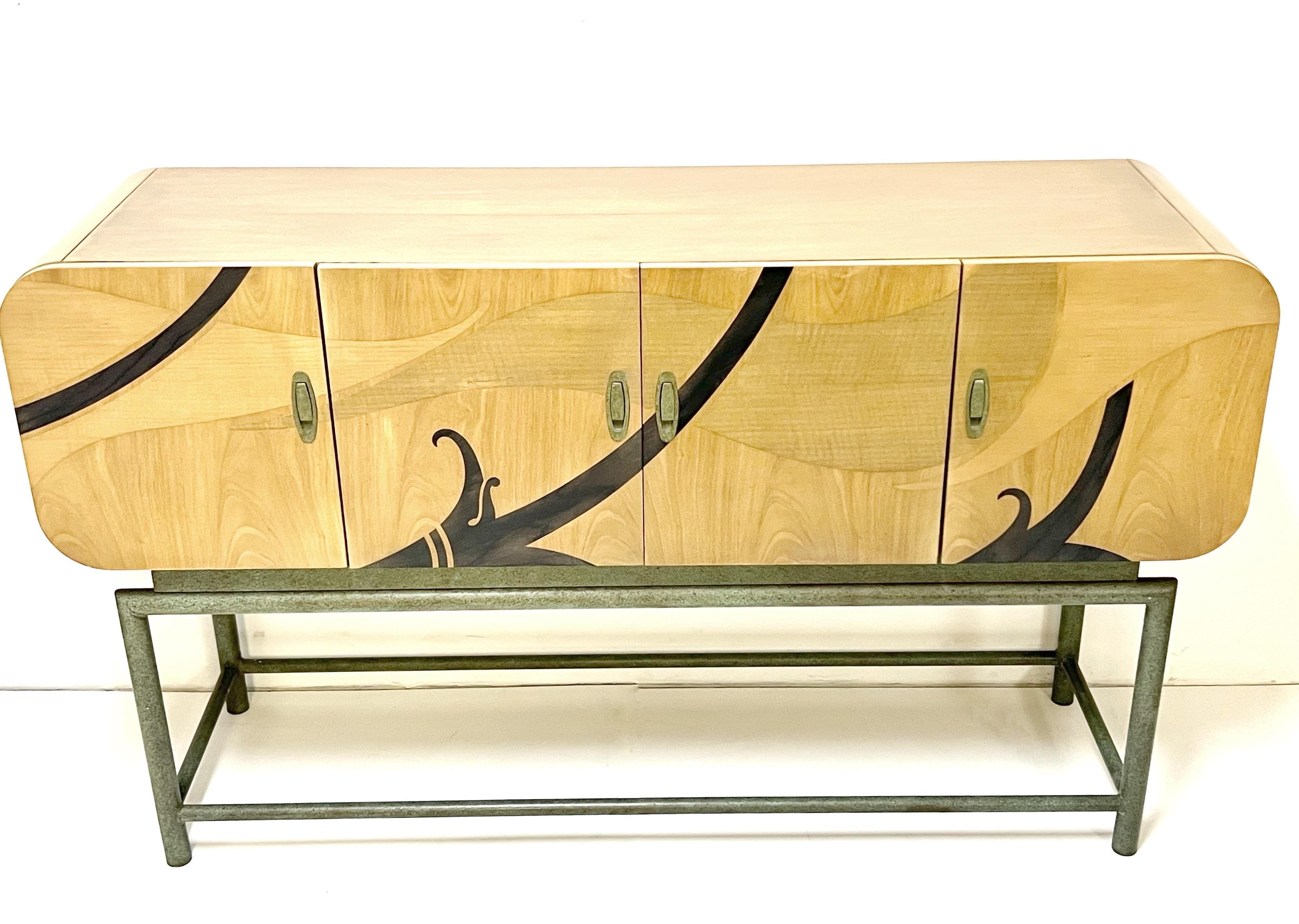 Organic Modern Wood and Metal Cabinet Console Sideboard For Sale 5