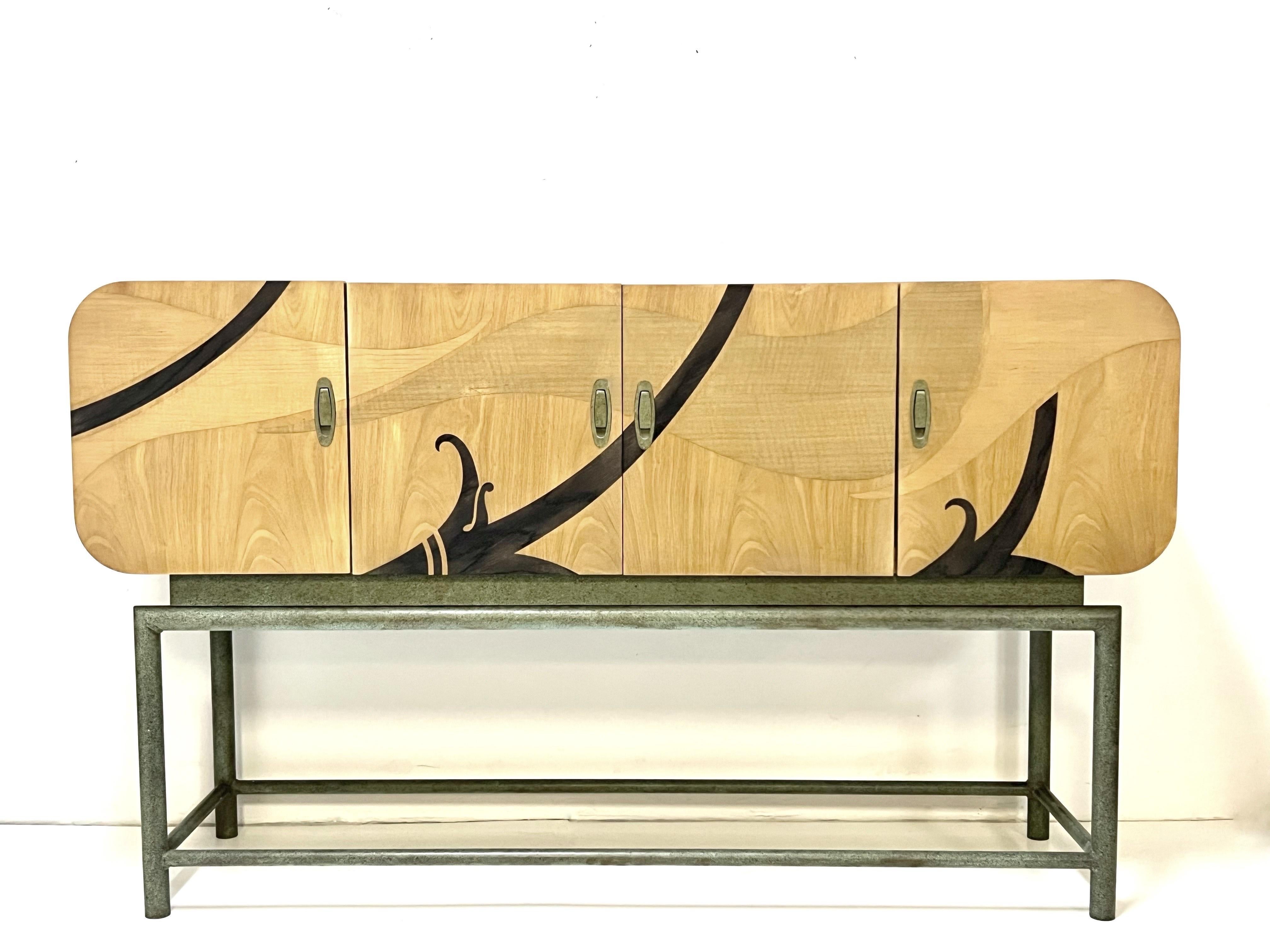 Organic Modern Wood and Metal Cabinet Console Sideboard For Sale 6