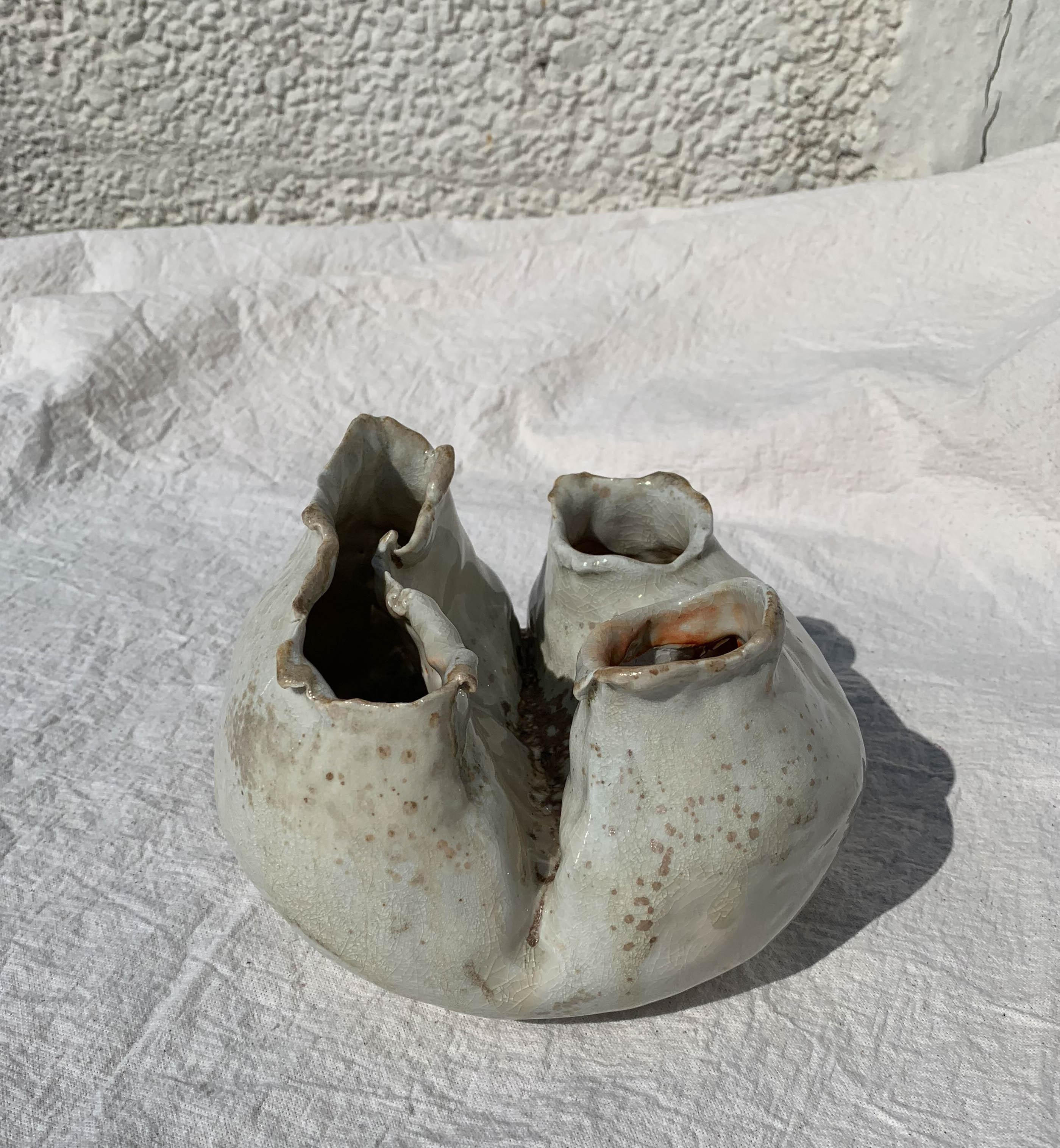 American Organic Modern Wood-Fired Porcelain Heart Vase