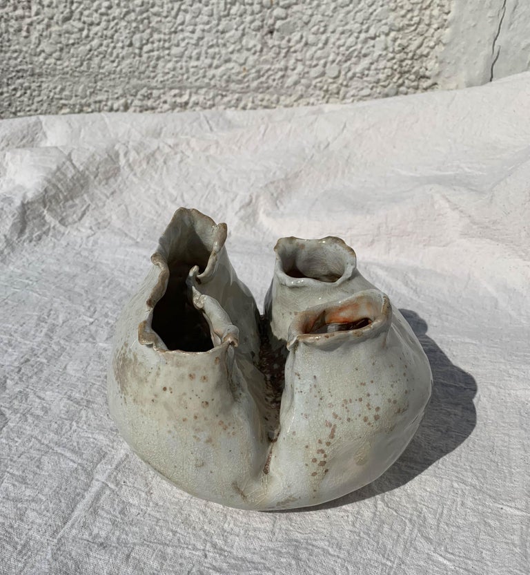 Organic Modern WoodFired Porcelain Heart Vase at 1stDibs