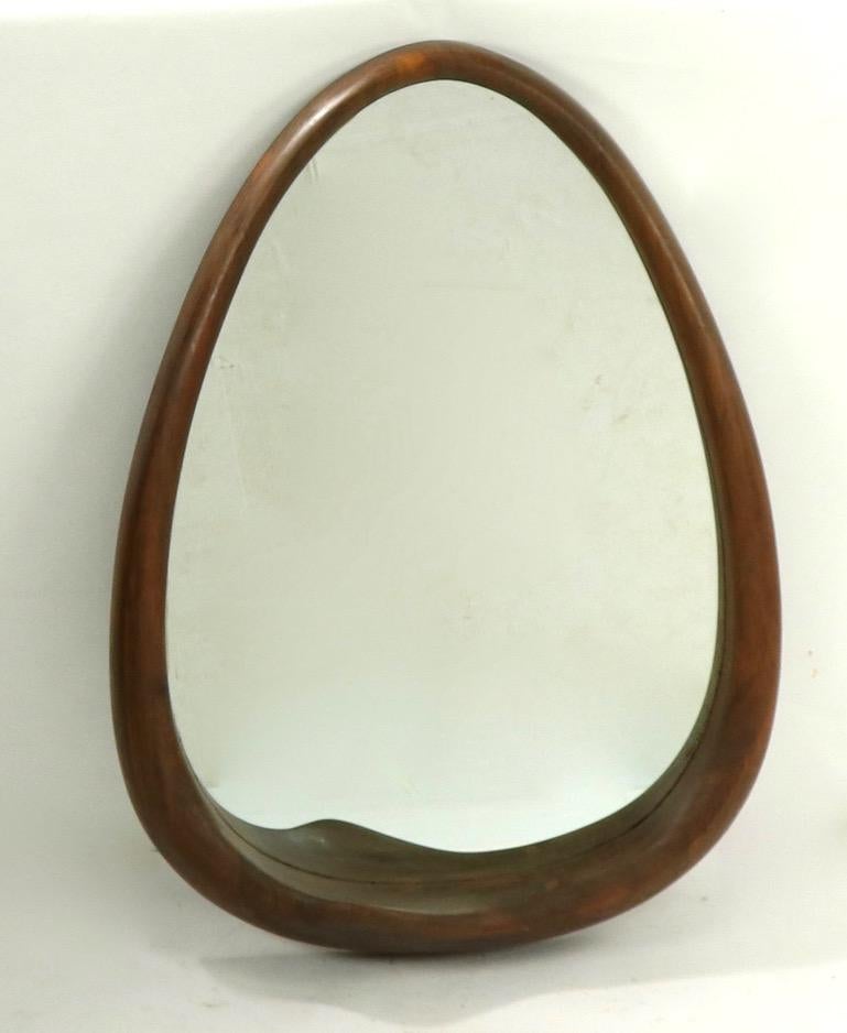 Glass Organic Modern Wood Frame Mirror by Claude Terrell