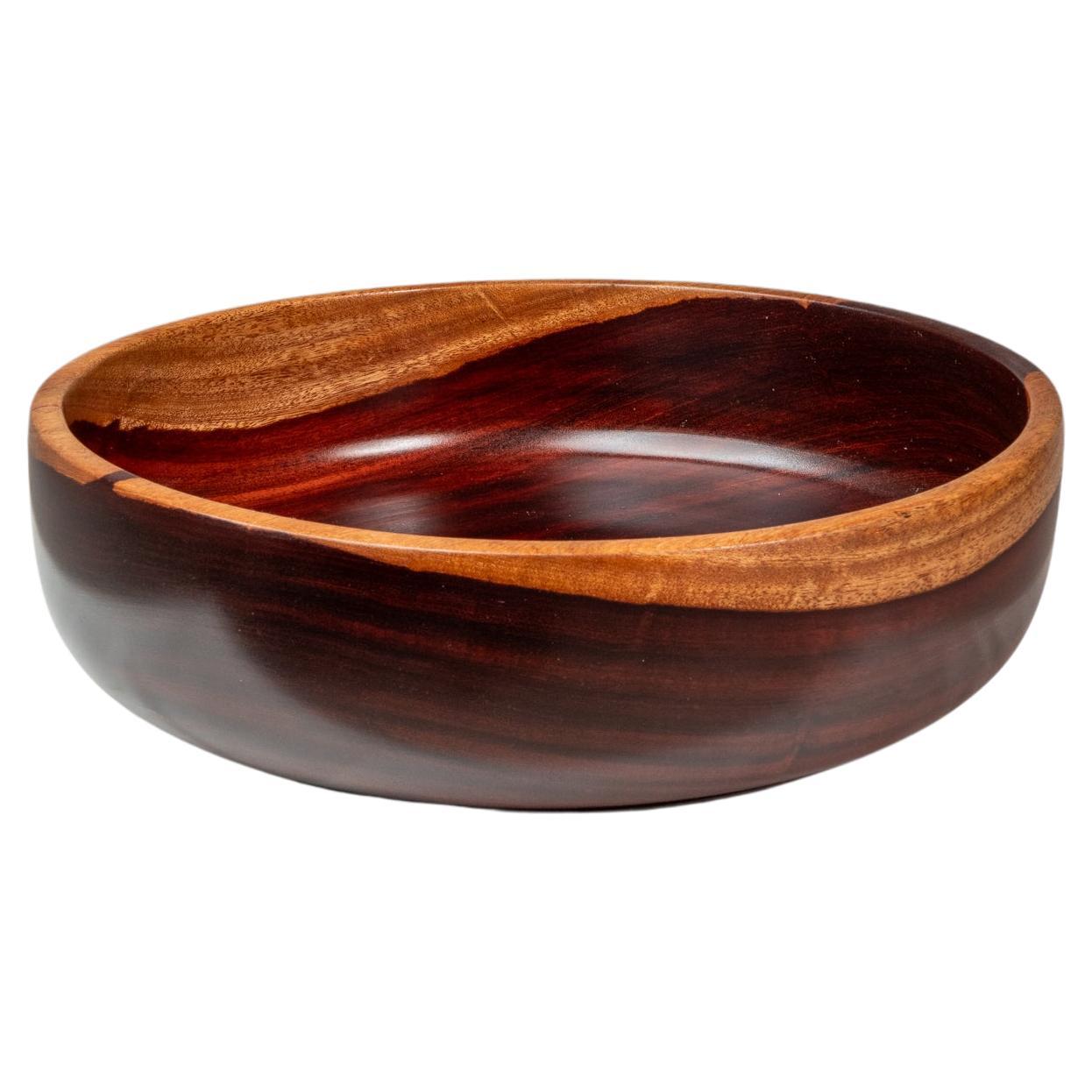 Organic Modern Wood-Turned Hand-Crafted Serving Bowl in Mahogany, c. 1970s