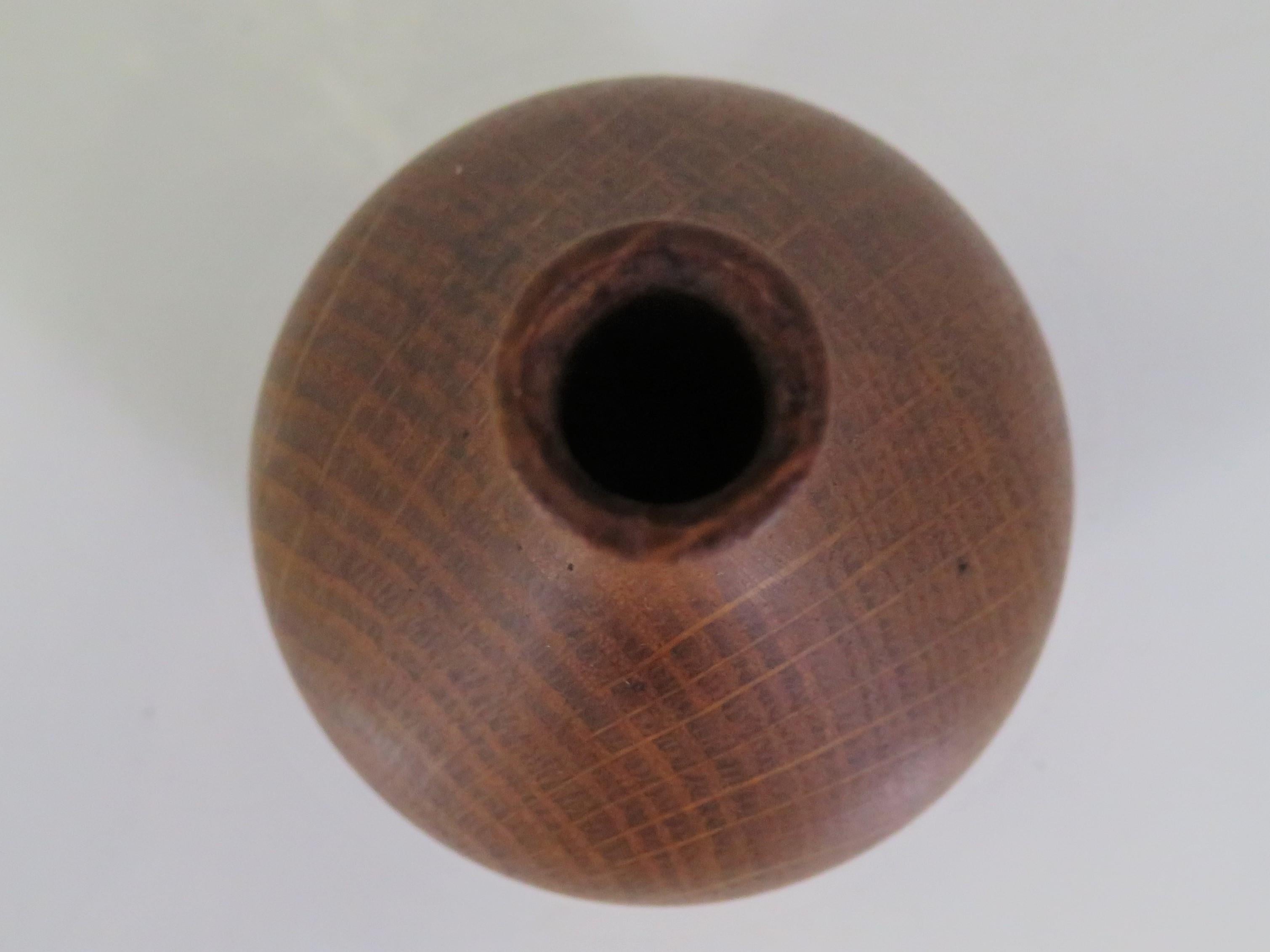 Organic Modern Wood Turned Oak Midcentury Weed Pot by Rude Osolnik 1960s 1