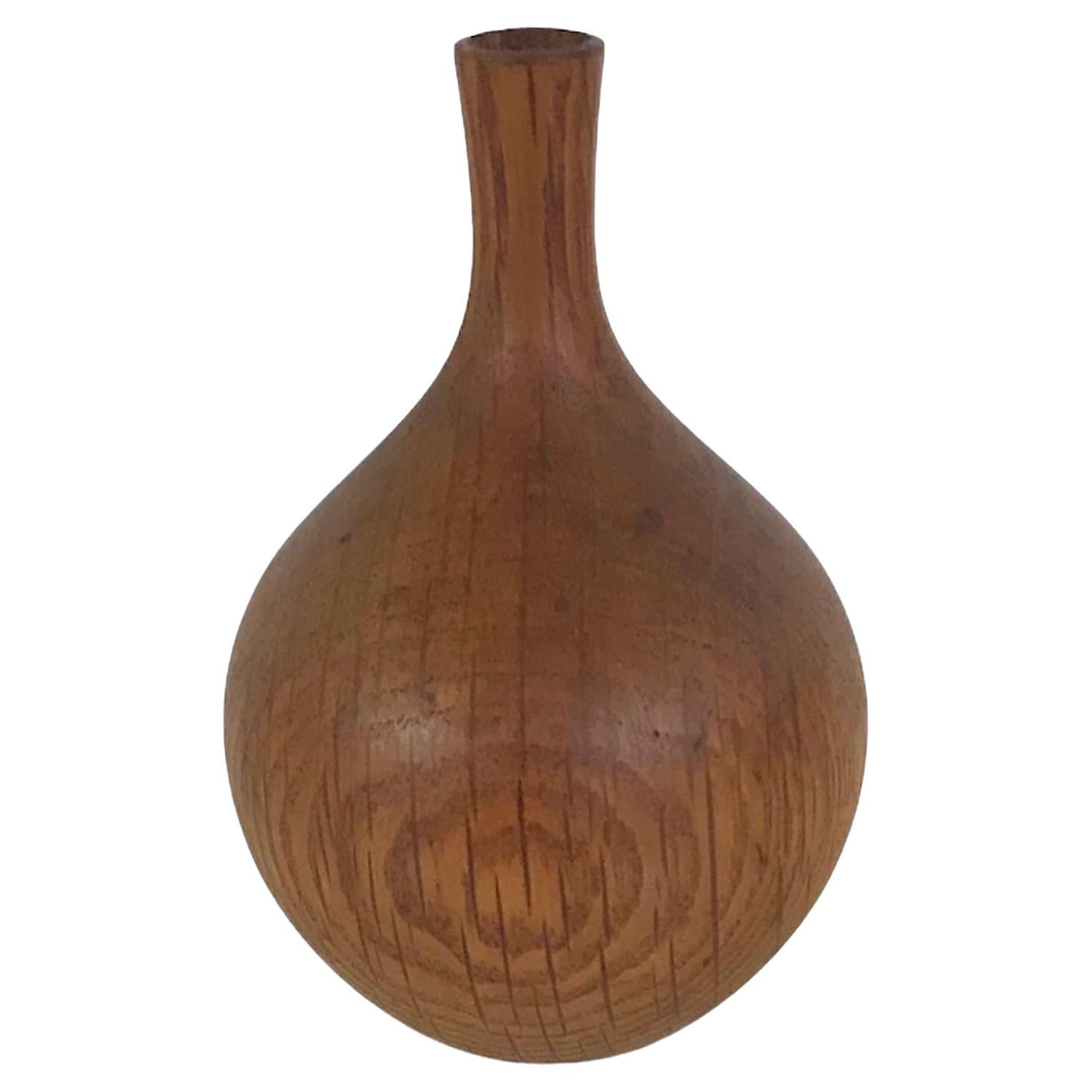 Organic Modern Wood Turned Oak Midcentury Weed Pot by Rude Osolnik 1960s
