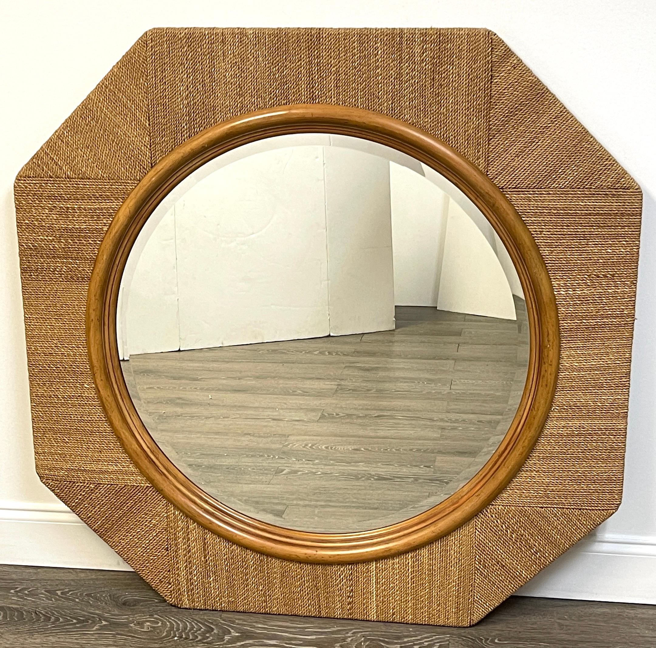 Organic Modern Woven Rope Octagonal Porthole Mirror 3