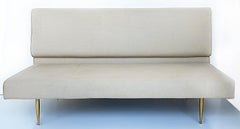 Organic Modernism, Brooklyn NY Loveseat with Brass Feet