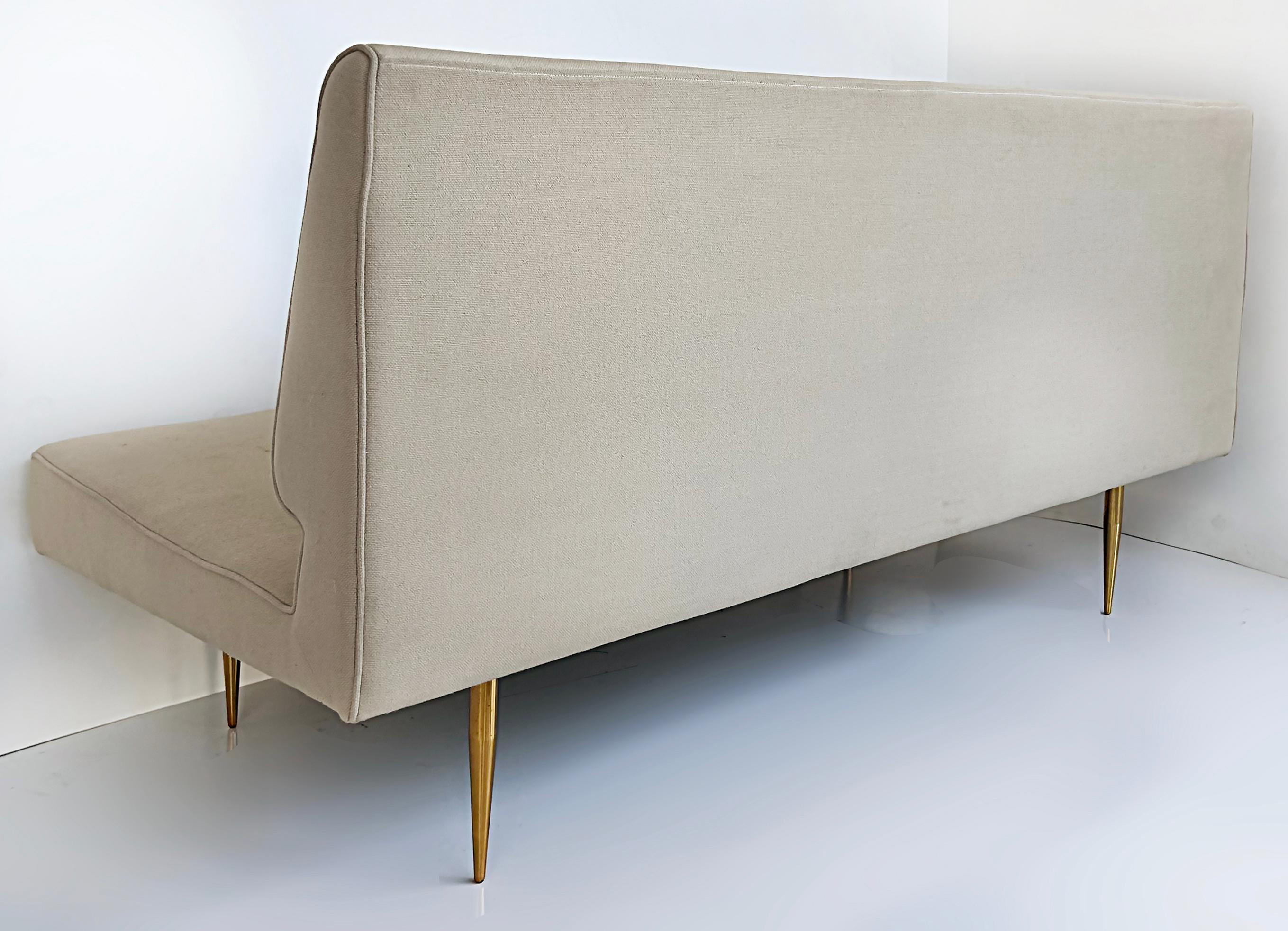 Organic Modernism, Brooklyn NY Loveseat with Brass Feet For Sale 3