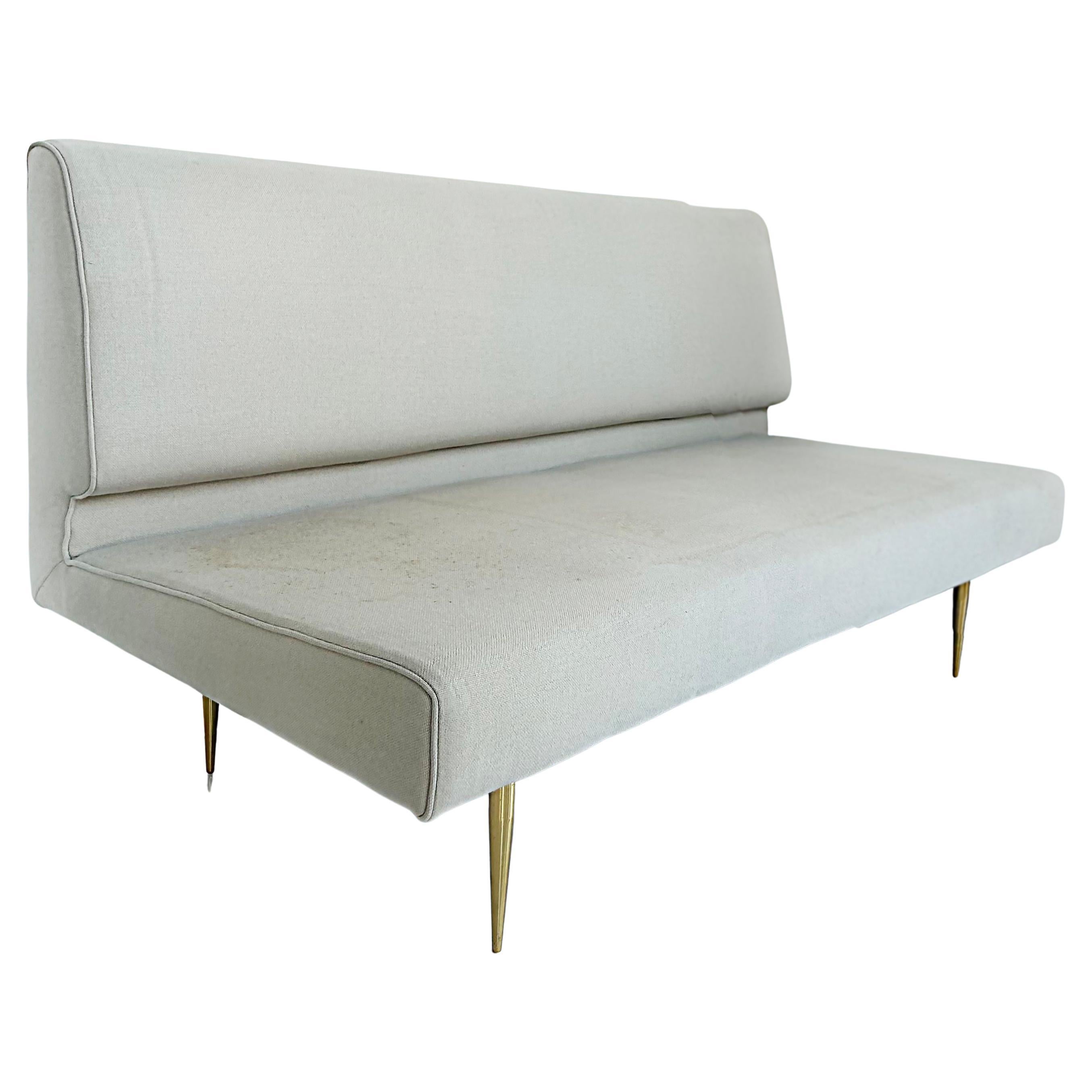 Organic Modernism, Brooklyn NY Loveseat with Brass Feet For Sale