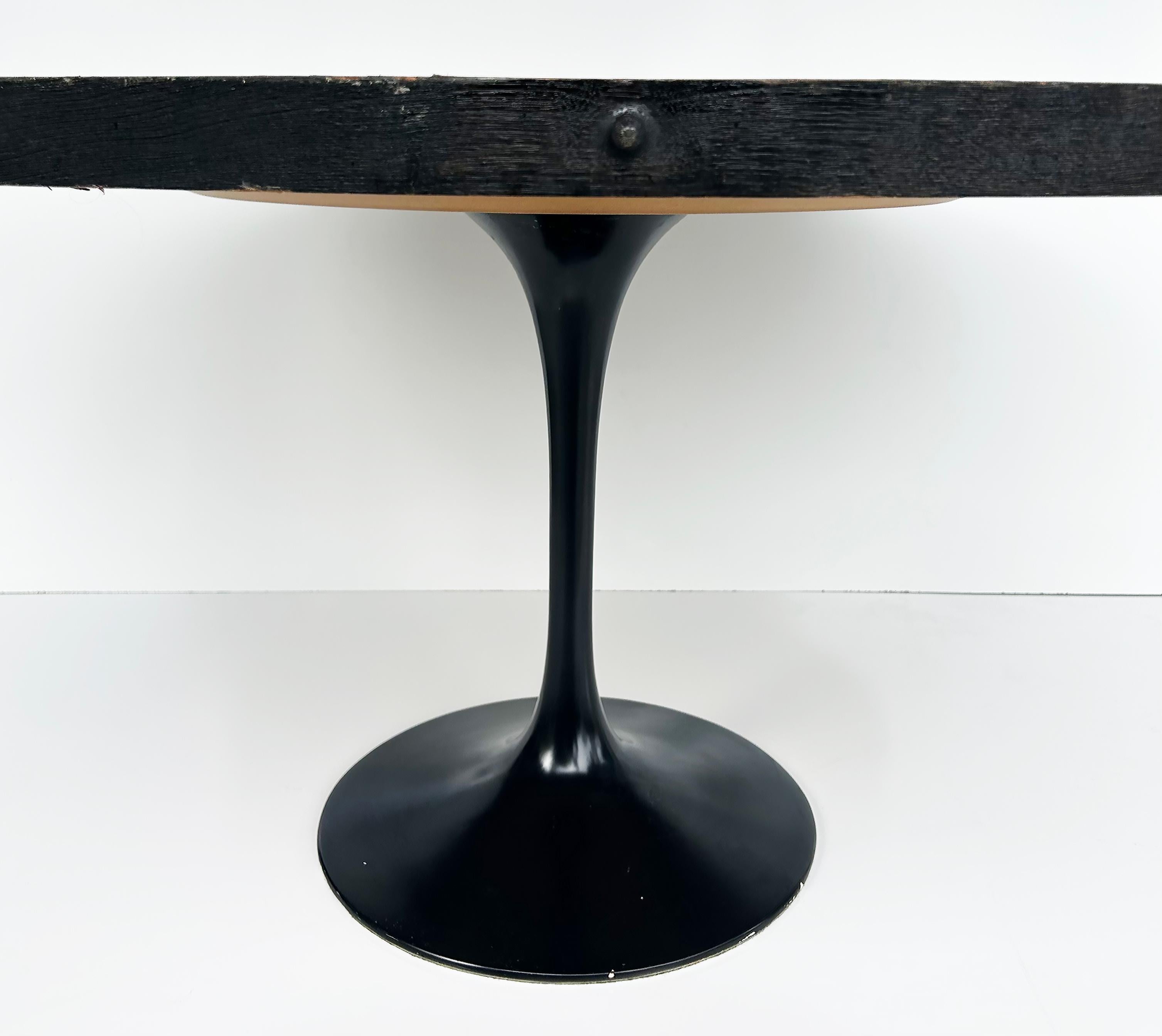 Painted Organic Modern Industrial Tulip Dining Table with Recycled Wood Top For Sale