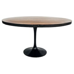 Used Organic Modern Industrial Tulip Dining Table with Recycled Wood Top