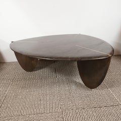 Organic Modernist Armani Marble Cocktail Table with Patinated Bronze Feet