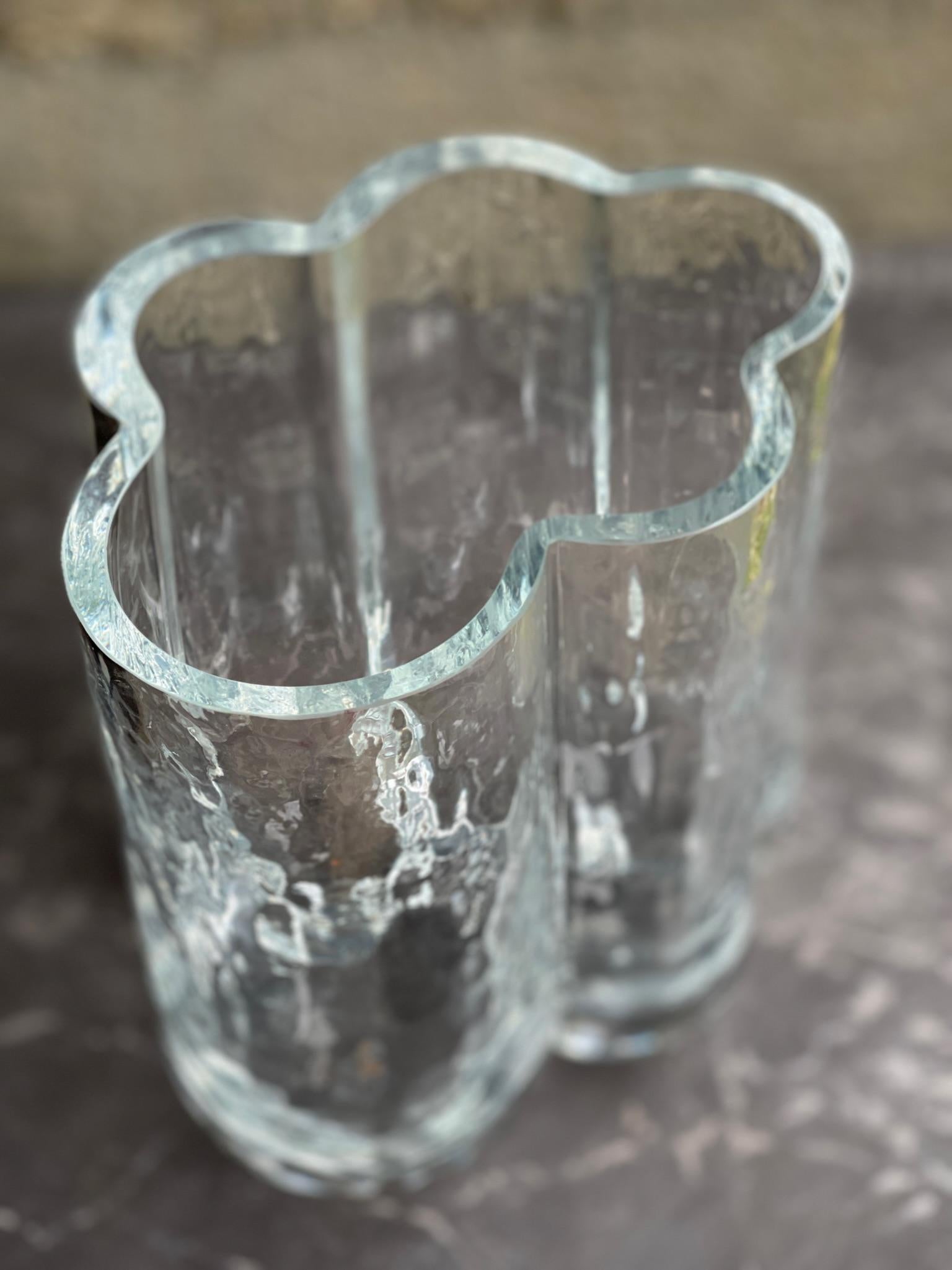 Scandinavian Modern Crystal Cloud Vase, c. 1970s Free-Form Studio Glass For Sale 3