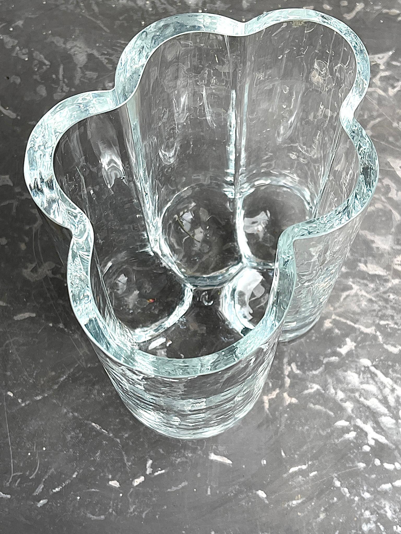 Scandinavian Modern Crystal Cloud Vase, c. 1970s Free-Form Studio Glass For Sale 5