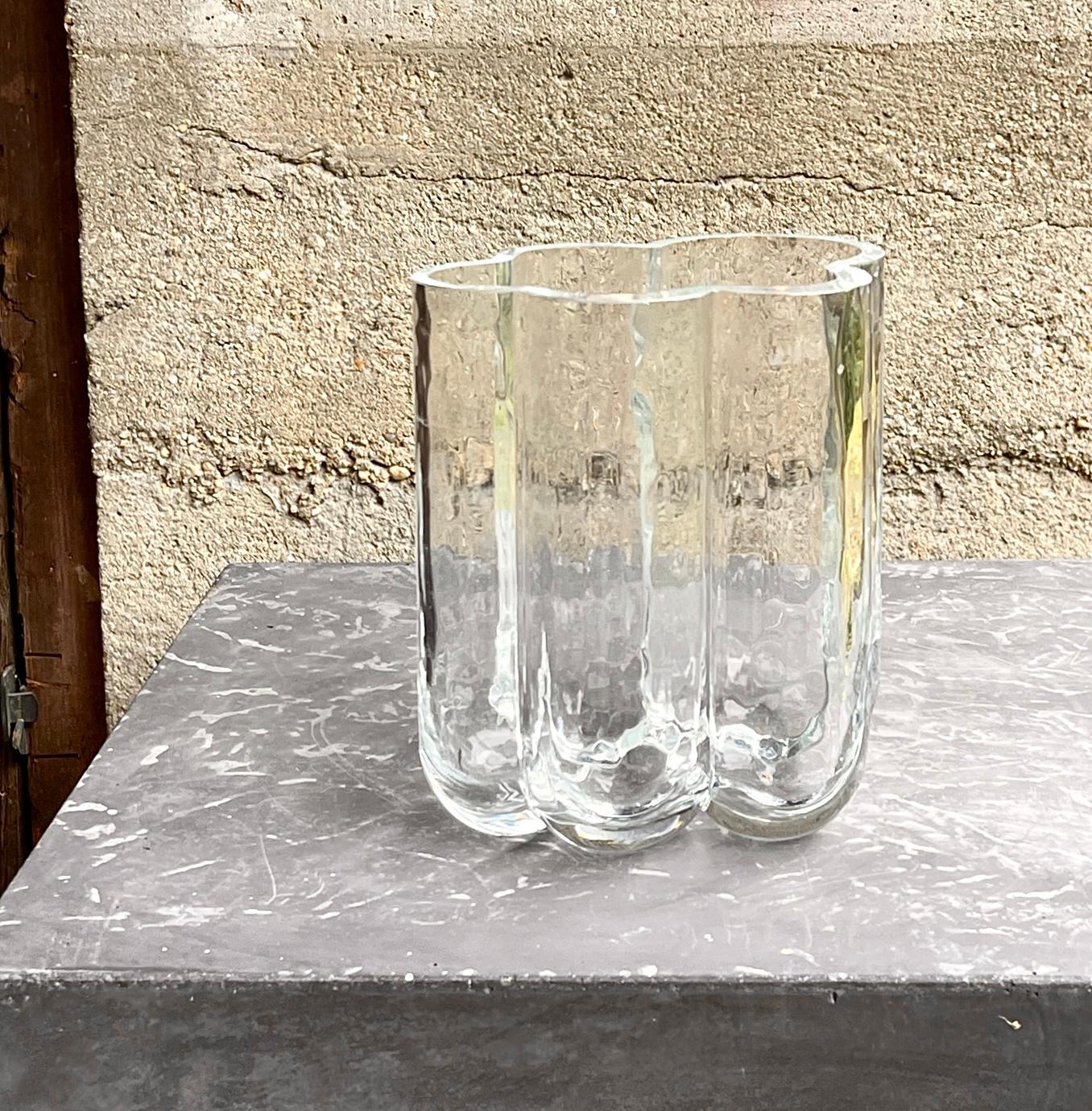 Scandinavian Modern Crystal Cloud Vase, c. 1970s Free-Form Studio Glass In Good Condition For Sale In Los Gatos, CA