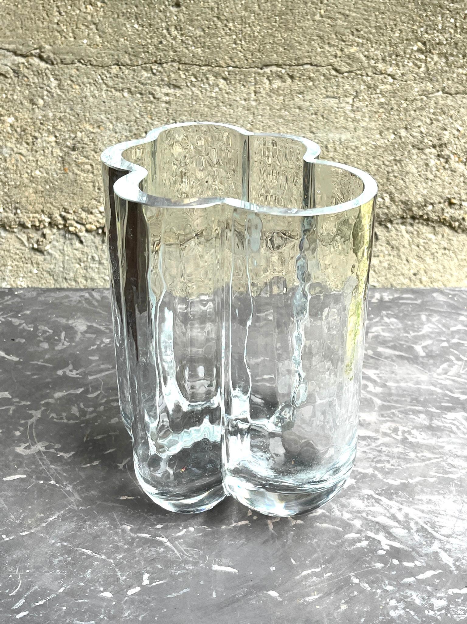 20th Century Scandinavian Modern Crystal Cloud Vase, c. 1970s Free-Form Studio Glass For Sale