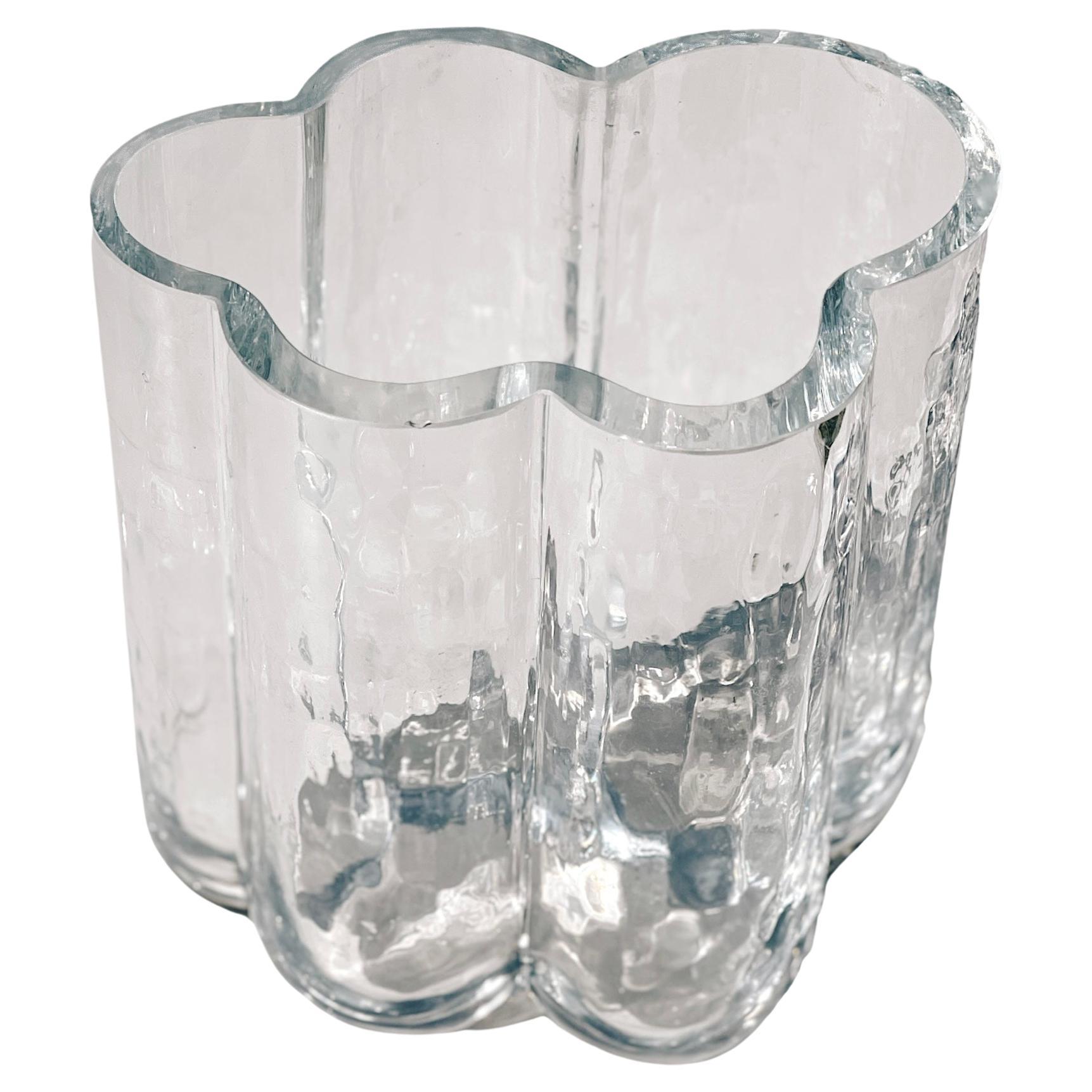 Scandinavian Modern Crystal Cloud Vase, c. 1970s Free-Form Studio Glass For Sale