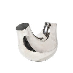 Organic Modernist Polished Chrome Double Sided Vase by Christian Tortu