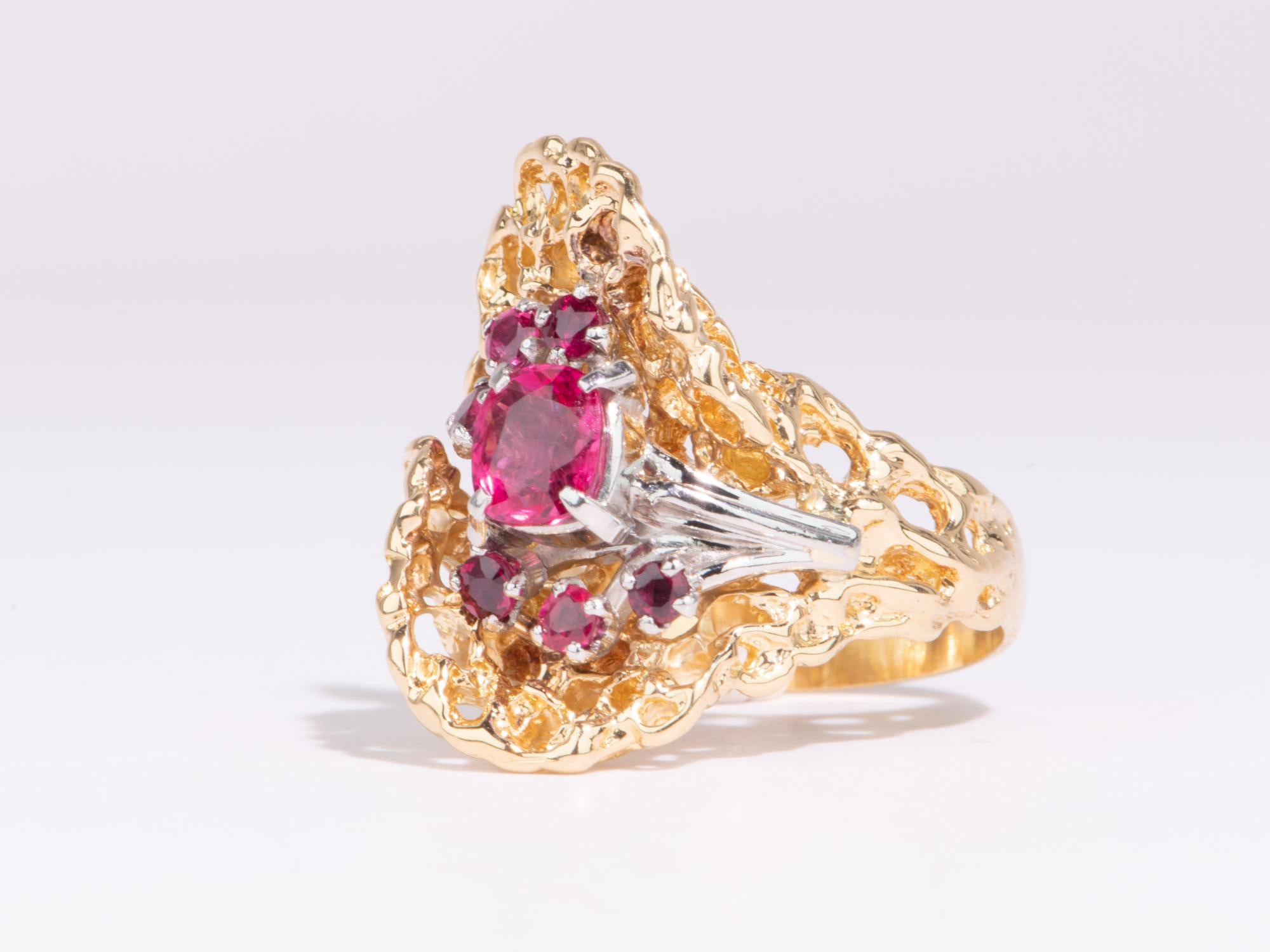 Organic Modernist Style Statement Ring with Tourmaline Clusters 18K Gold V1106 In New Condition For Sale In Osprey, FL