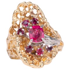 Organic Modernist Style Statement Ring with Tourmaline Clusters 18K Gold V1106