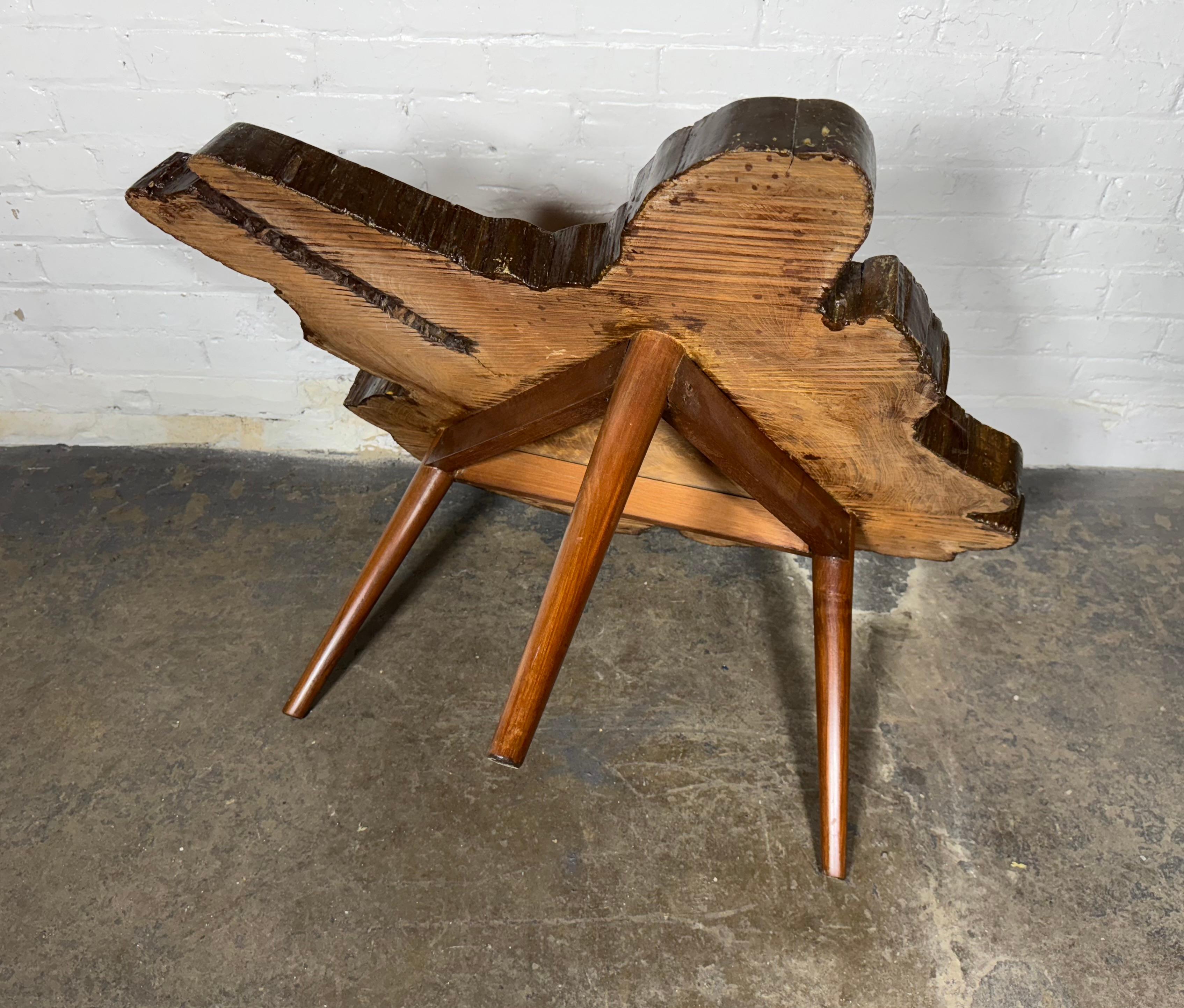 Mid-Century Modern Organic Modernist Tree Trunk Side Coffee Table, style Aubock 1950s