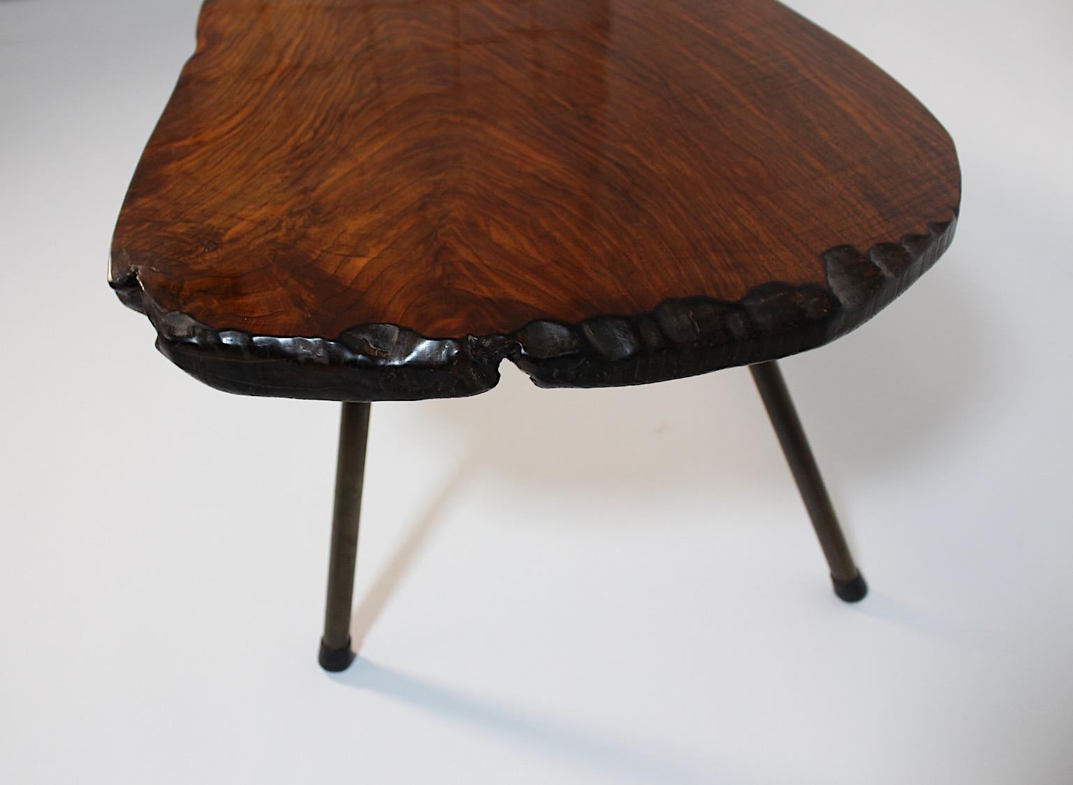 Organic Modernist Vintage Walnut Tree Trunk Coffee Table Sofa Table Vienna 1950s For Sale 4