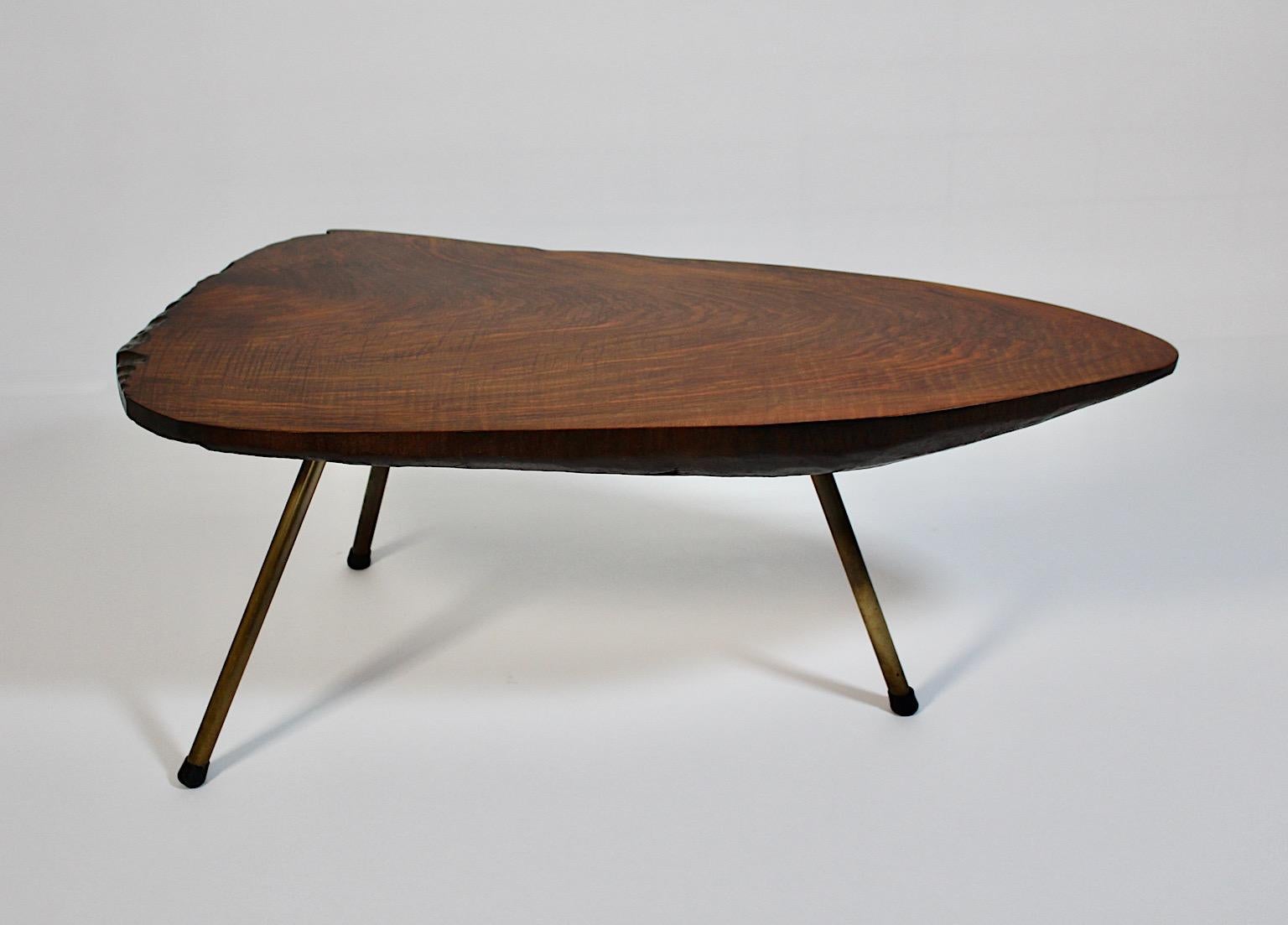Organic Modernist Vintage Walnut Tree Trunk Coffee Table Sofa Table Vienna 1950s For Sale 5