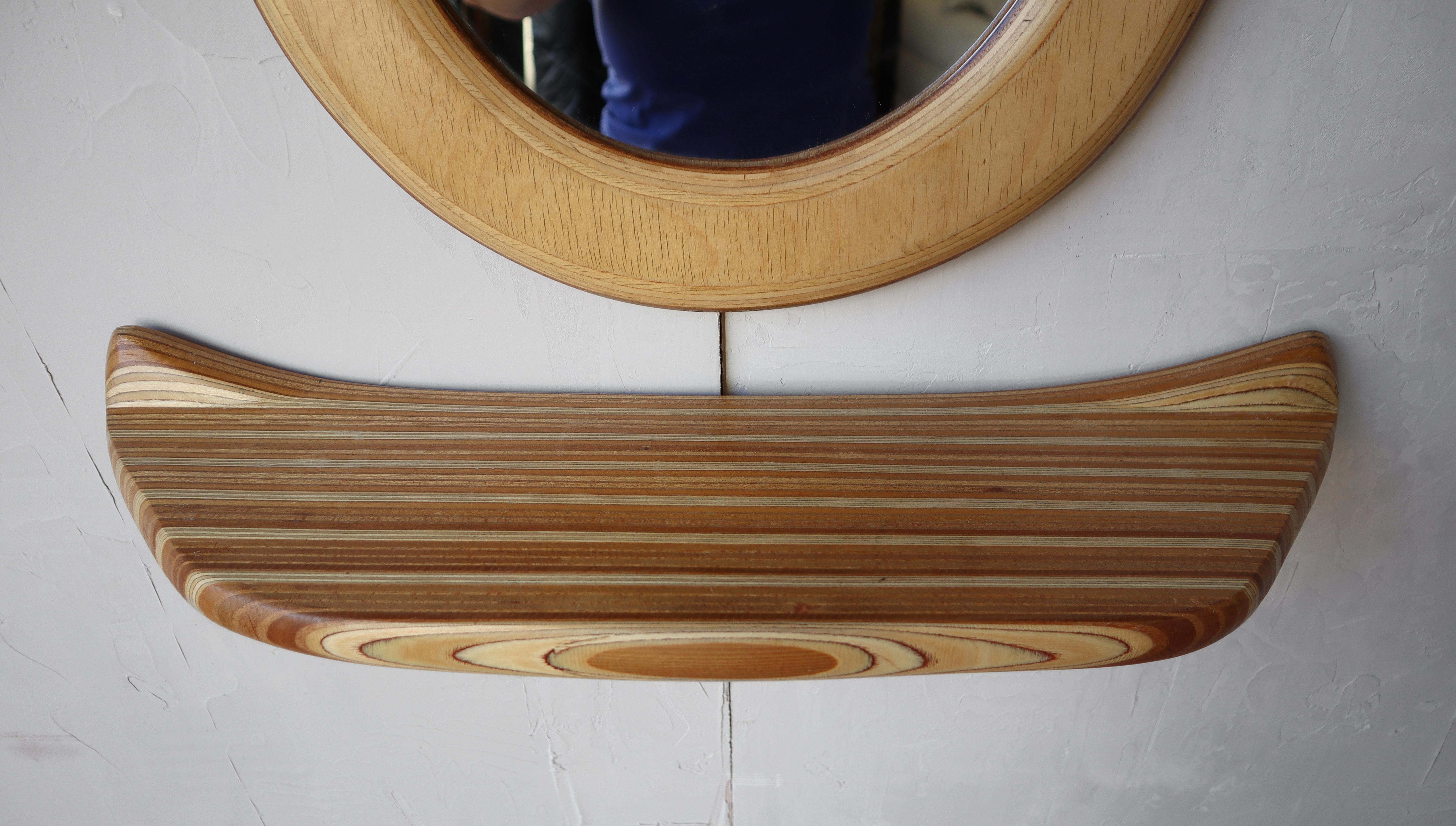 Organic Molded Plywood Mirror and Shelf Set For Sale 2