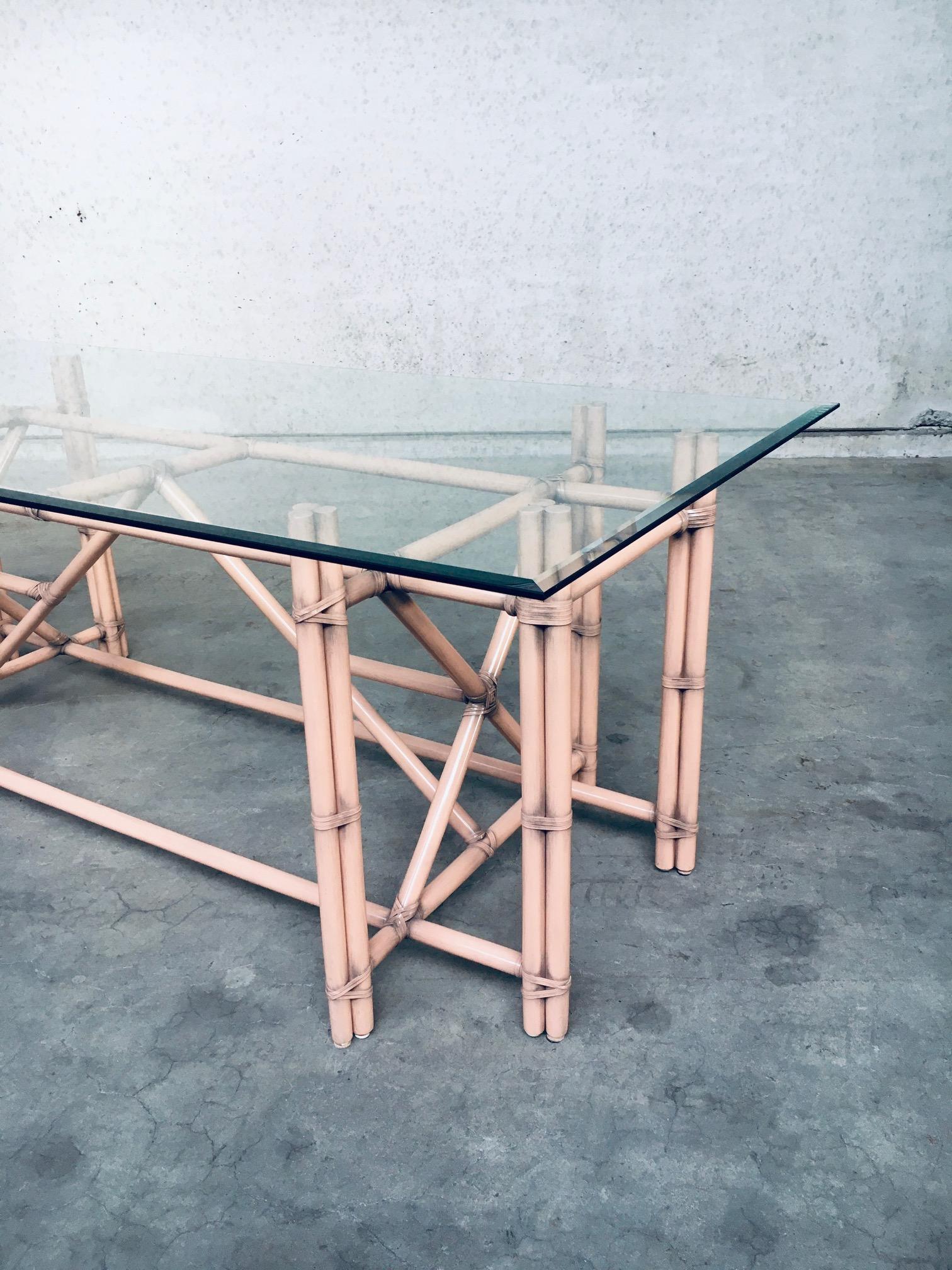 Organic Monumental Faux Bamboo Glass Top Dining Table in the style of McGuire For Sale 4