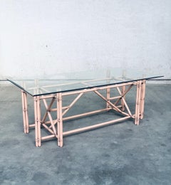 Organic Monumental Faux Bamboo Glass Top Dining Table in the style of McGuire