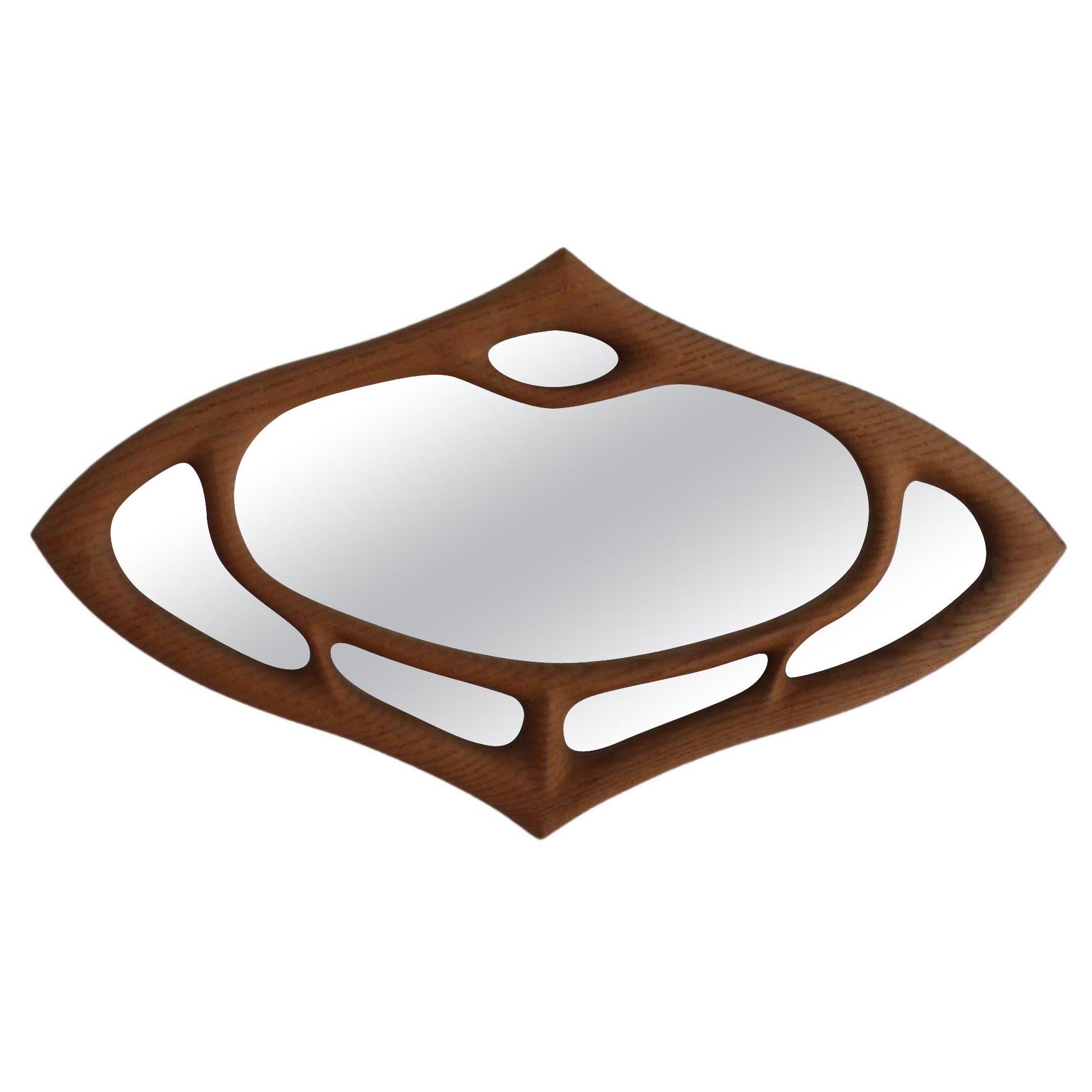 Organic Morphing Shaped Mirror with Wood Frame in an Anthroposophical Style