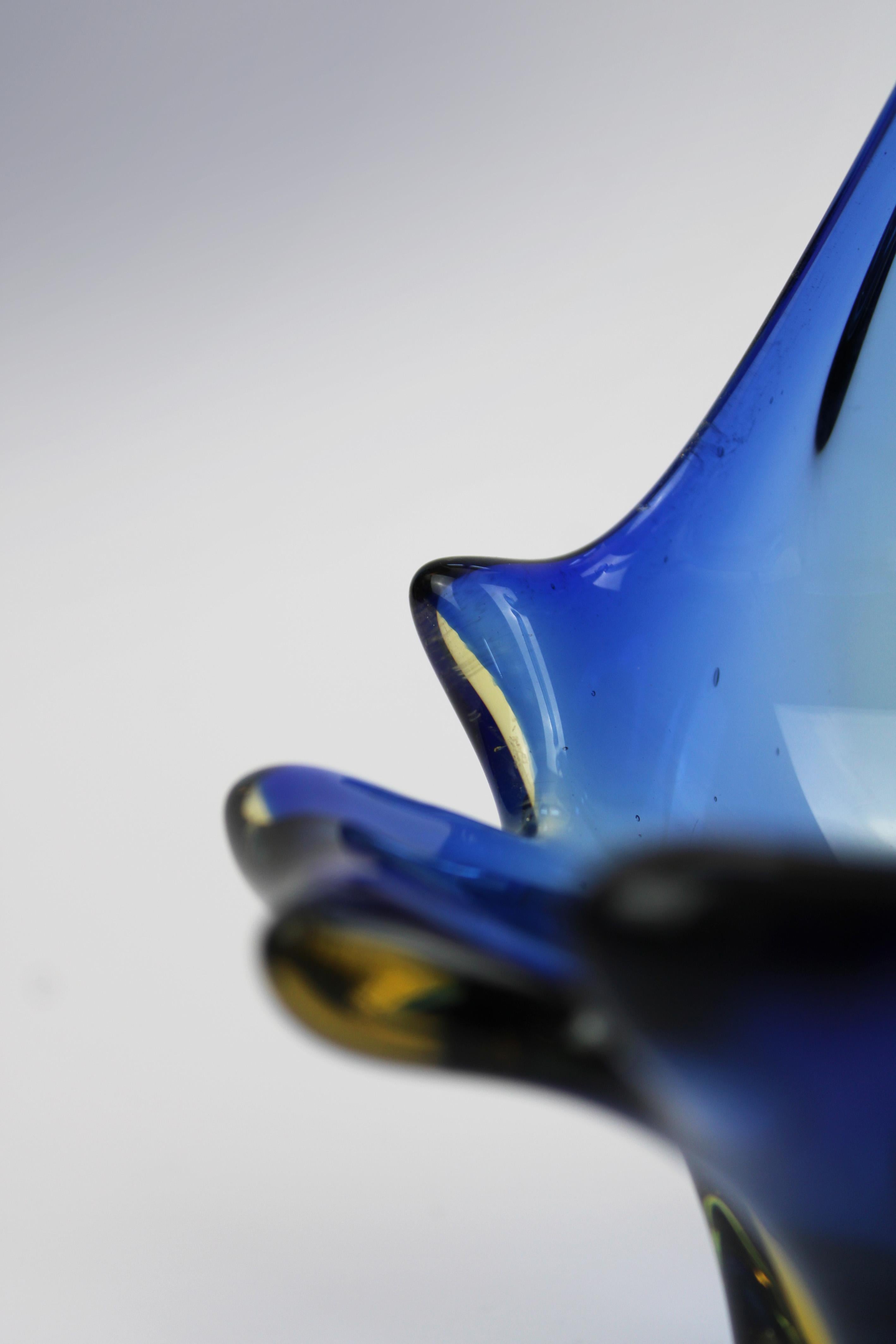 Organische Murano Schale floral Blau gelb 20. Jahrhundert Italien im Angebot 2