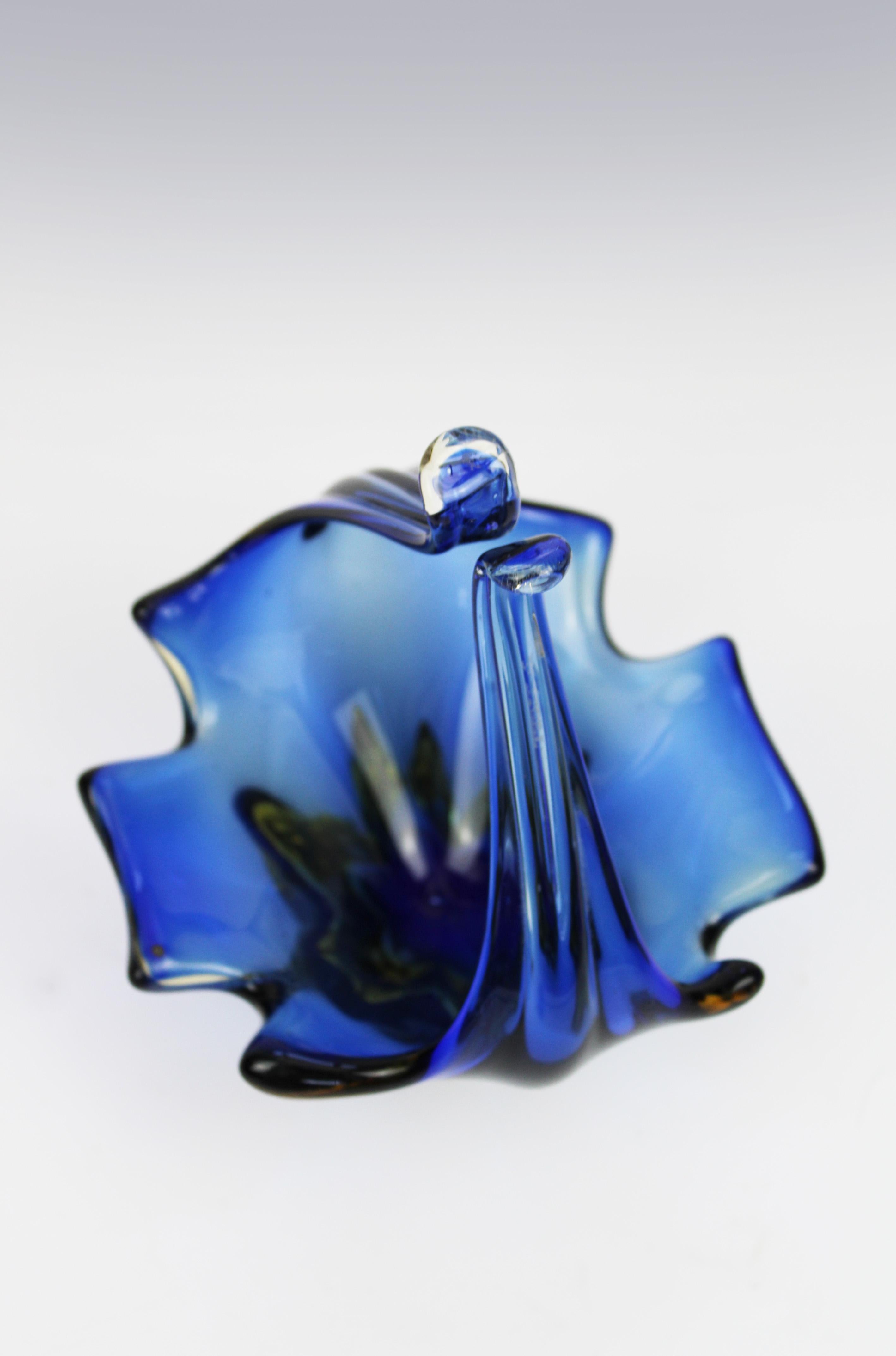Organische Murano Schale floral Blau gelb 20. Jahrhundert Italien im Angebot 3