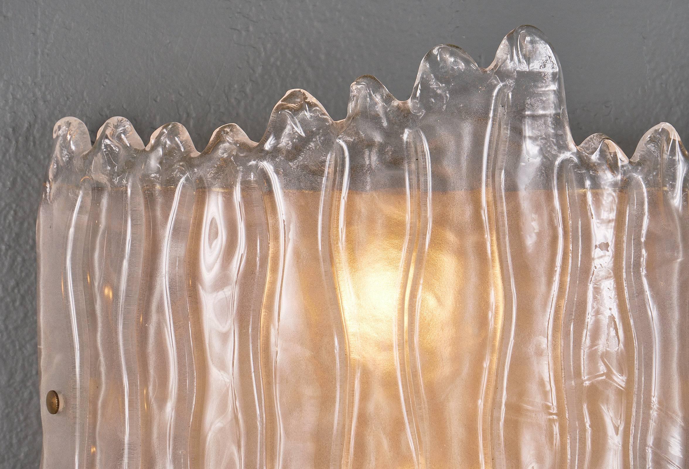 Italian Organic Murano Glass Wall Sconces For Sale