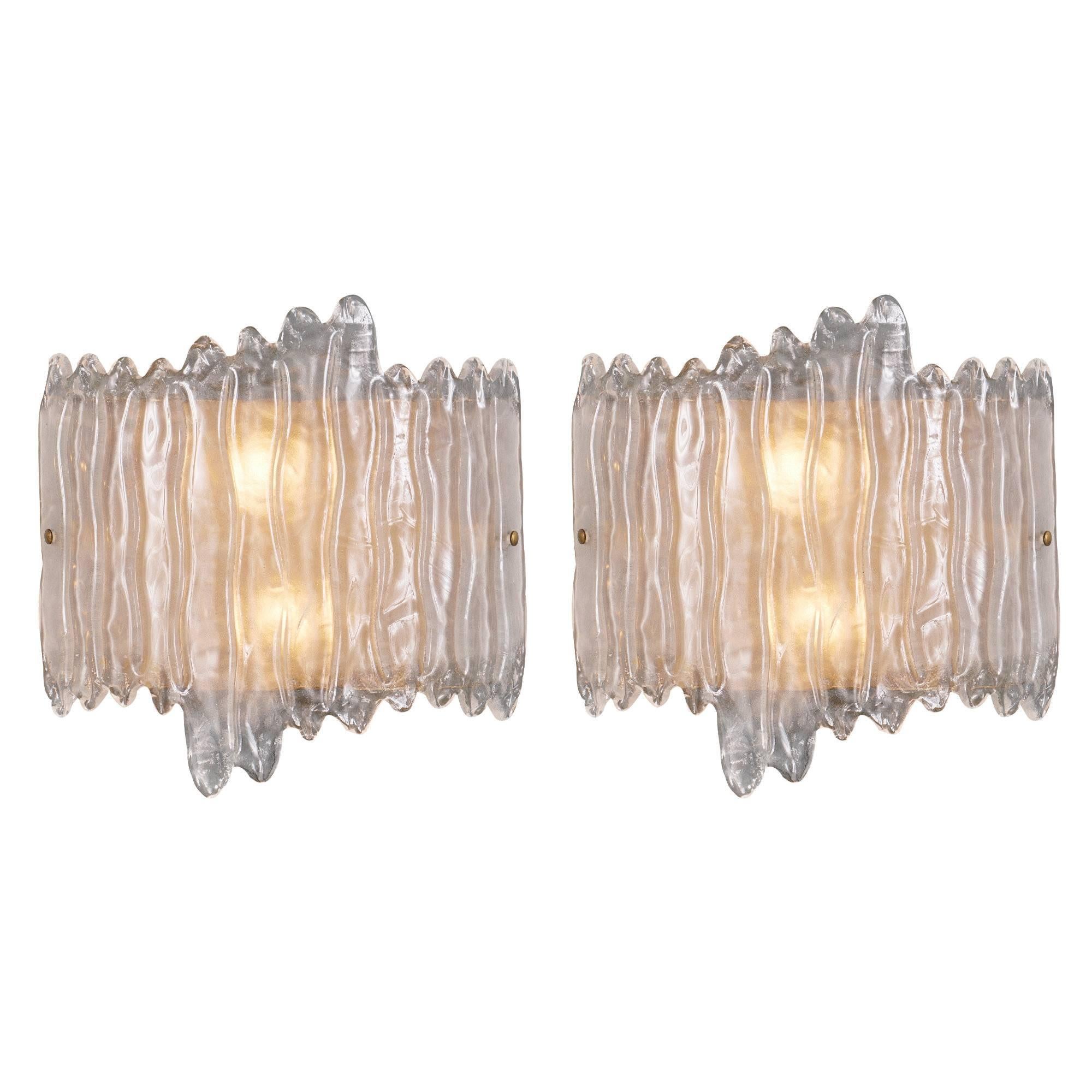 Organic Murano Glass Wall Sconces For Sale