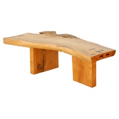 Organic Nakashima Style Live Edge Bowtie Slab Coffee Table, circa 1970