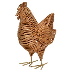 Organic Natural Fiber Handcrafted Chicken Sculpture, Animal Figurine Folk Art
