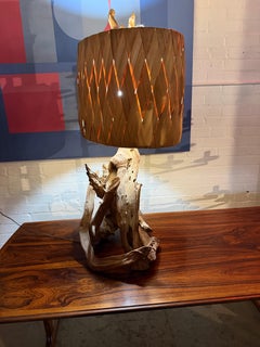 Organic Natural Free Edge Style Driftwood Table Lamp with Original Shade