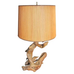 Organic Natural Free Edge Style Hardwood Table Lamp with Original Shade