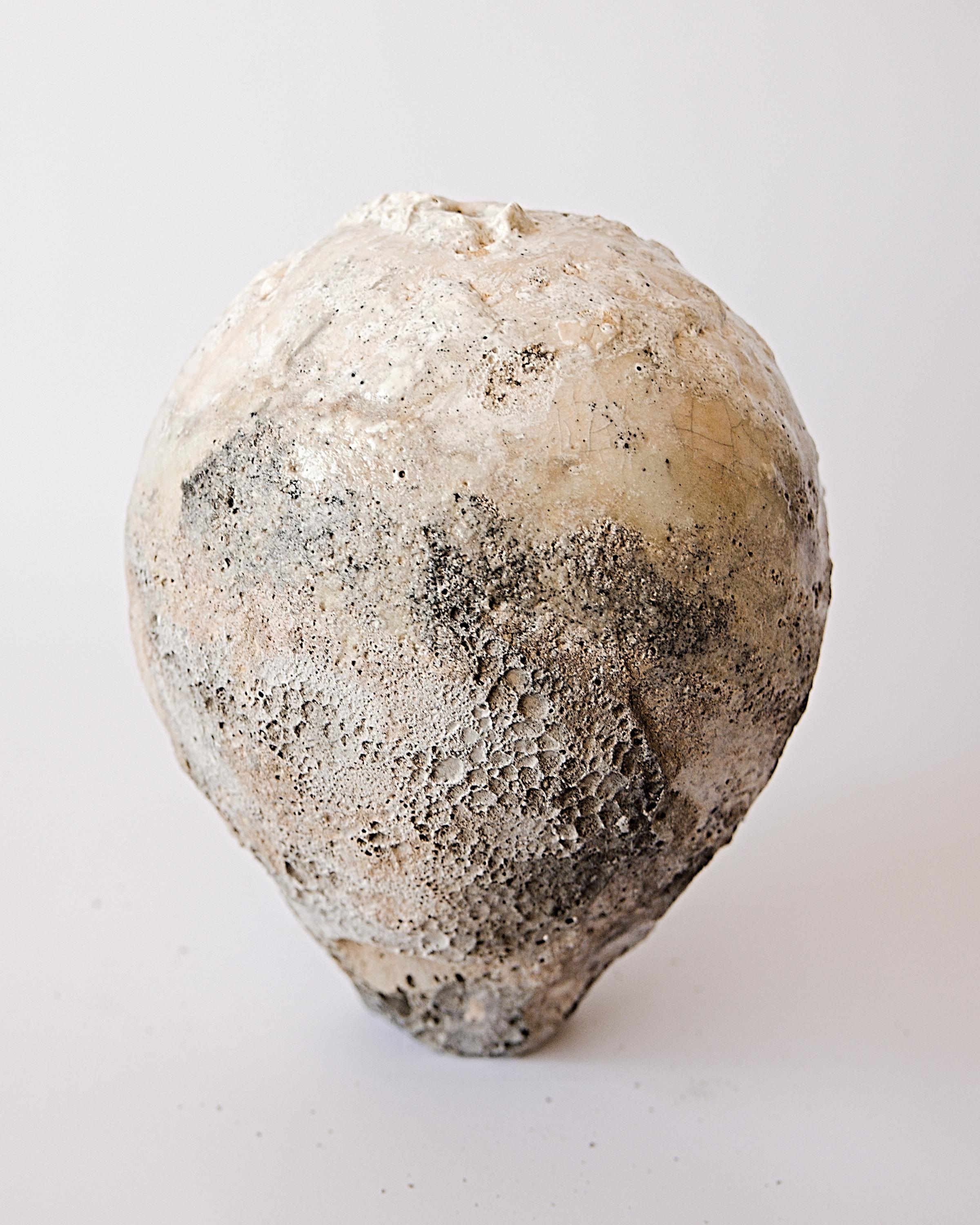 Organic Vessel V, where the exploration of handprinted Oxides and custom glazes 