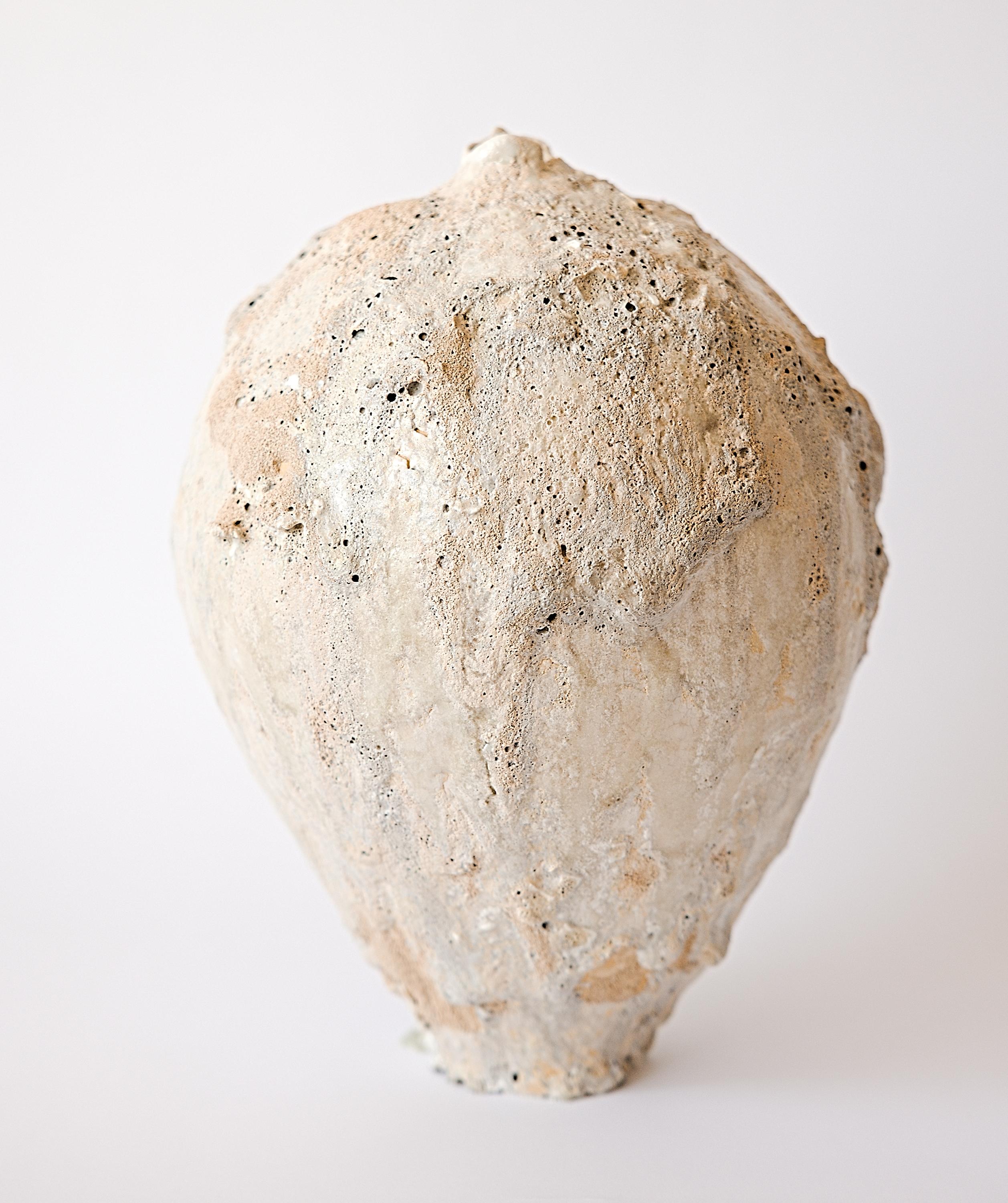 Organic Vessel V, where the exploration of handprinted Oxides and custom glazes 